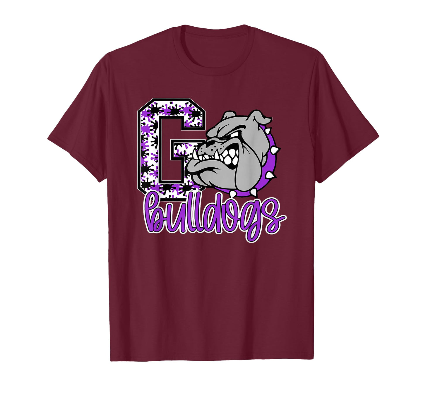 Go Bulldogs Purple Bulldog Pride School Spirit Mascot T-Shirt