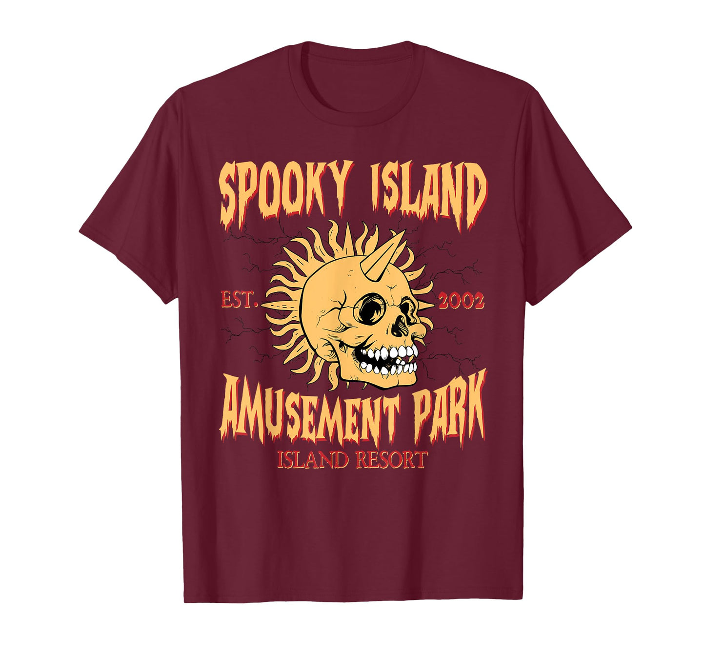 Spooky Island Retro Halloween Skull 90s Halloween Summerween T-Shirt