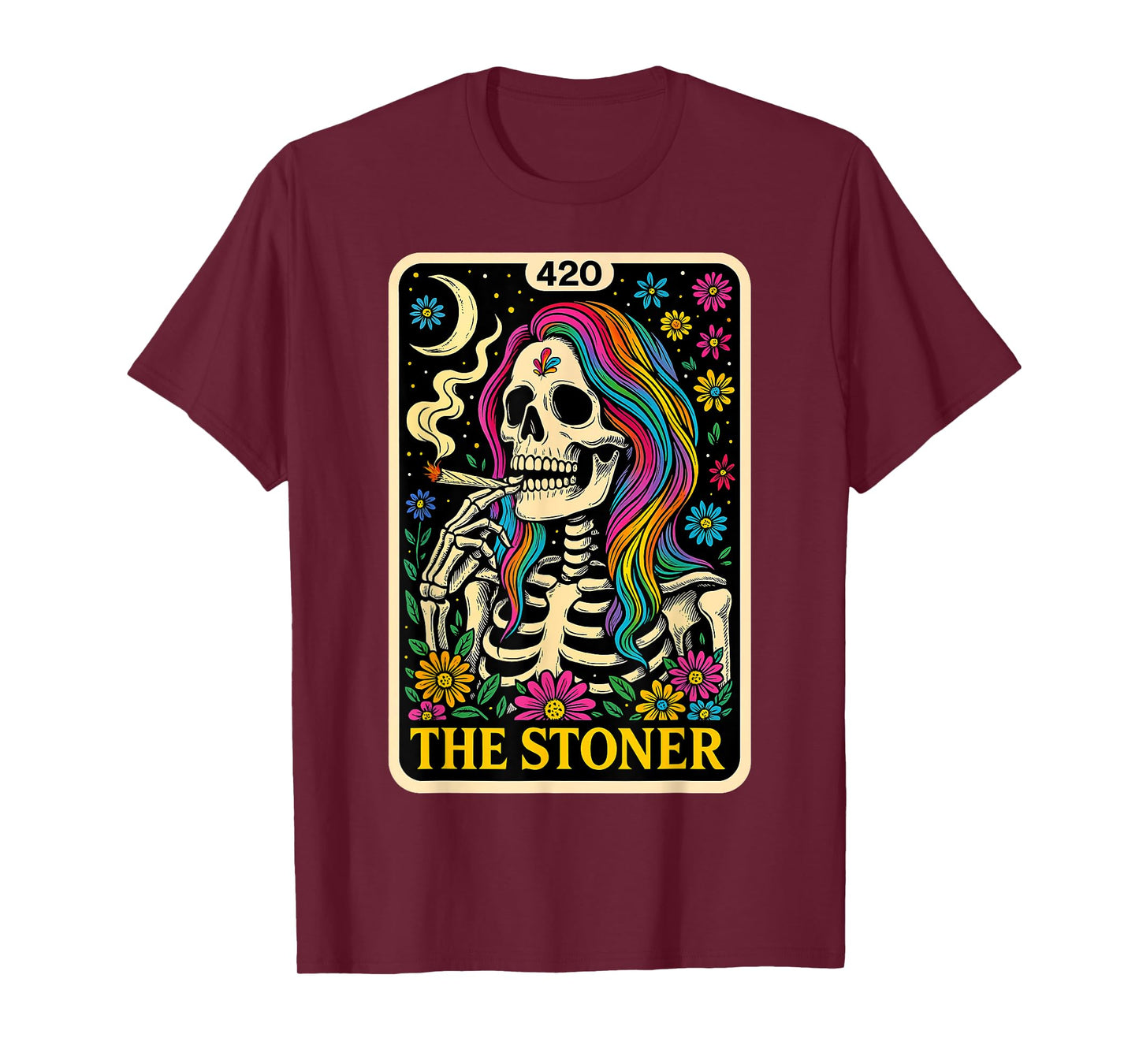 The Stoner Tarot Card Skeleton 420 Cannabis Weed Lover T-Shirt