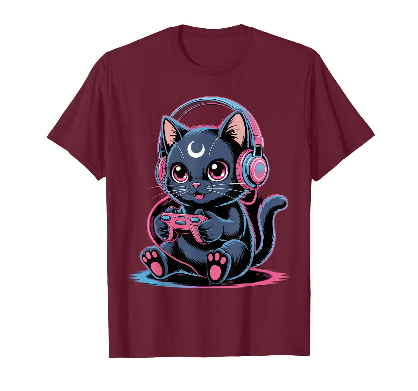 Gamer Black Cat Video Kawaii Goth Girl Clothes Pink Goth T-Shirt