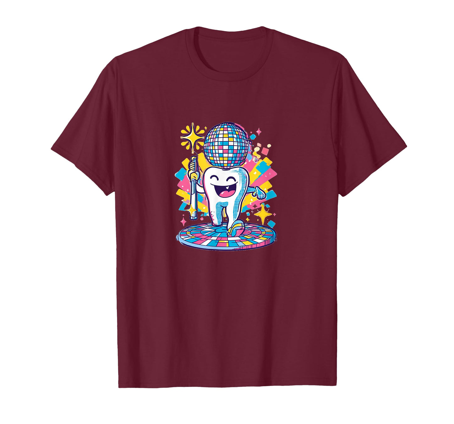 Funny Retro Disco Tooth with Toothbrush Costume T-Shirt
