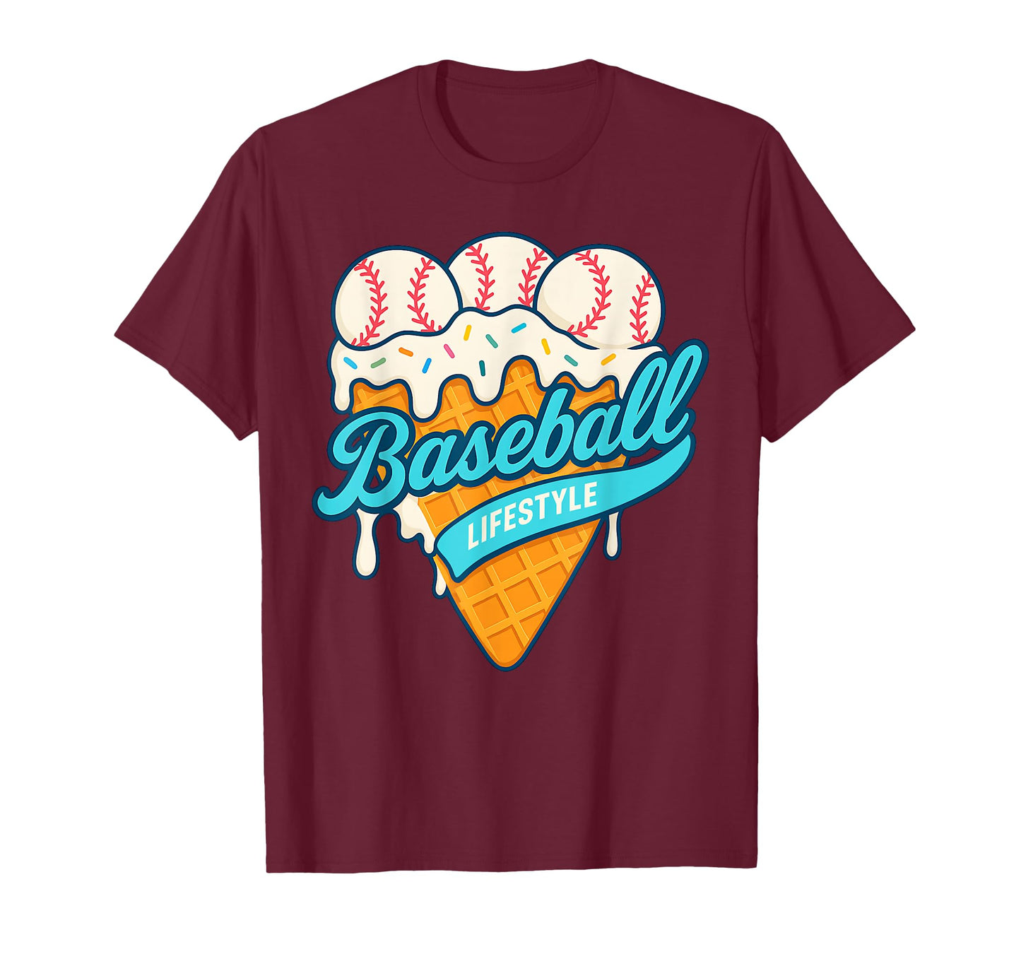 Baseball Lifestyle Home Plate Ice Cream Drip Men Boys Youth T-Shirt