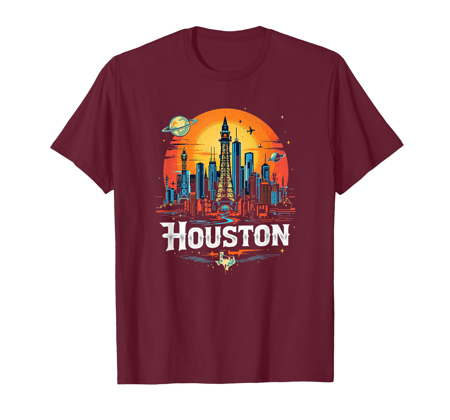 Houston Texas Skyline Texas Home State Souvenir Vintage T-Shirt