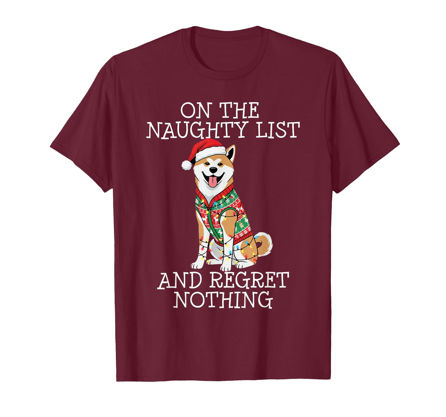 Funny Christmas Akita Naughty List T-Shirt