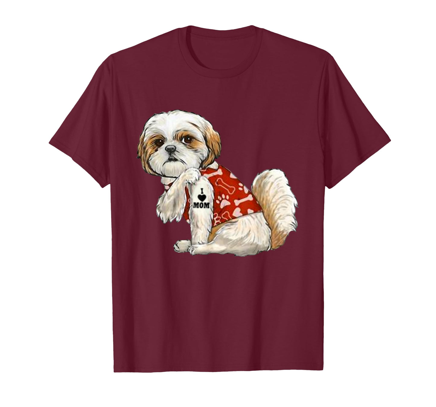 I Love Mom Tattoo Shih Tzu Mom Funny T-Shirt