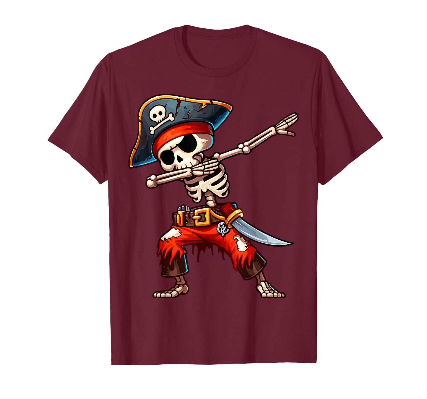 Dabbing Skeleton Pirate Halloween Kids Pirate T-Shirt