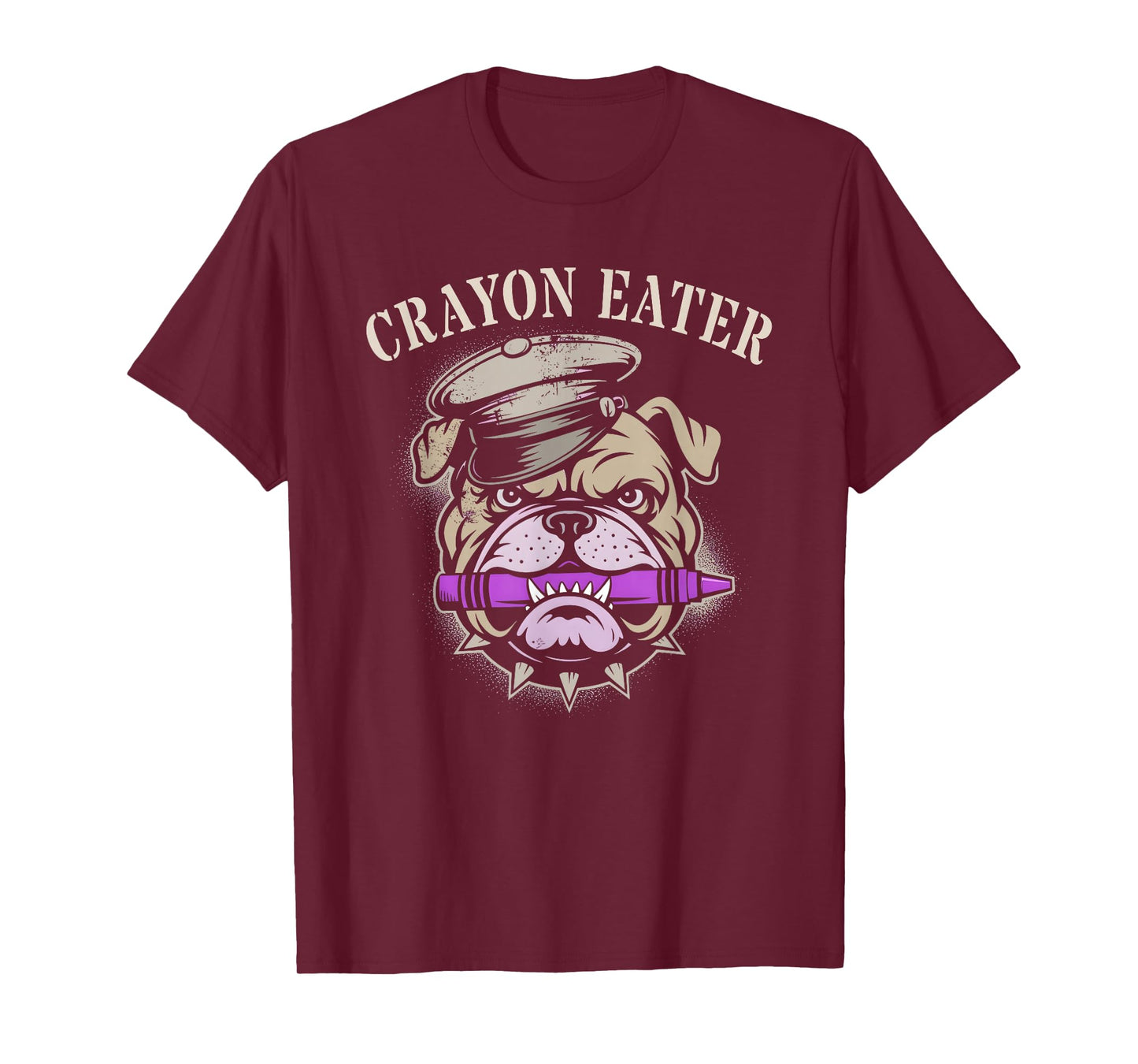 Funny Crayon Eater Bulldog Grumpy Old Veterans Military Joke T-Shirt