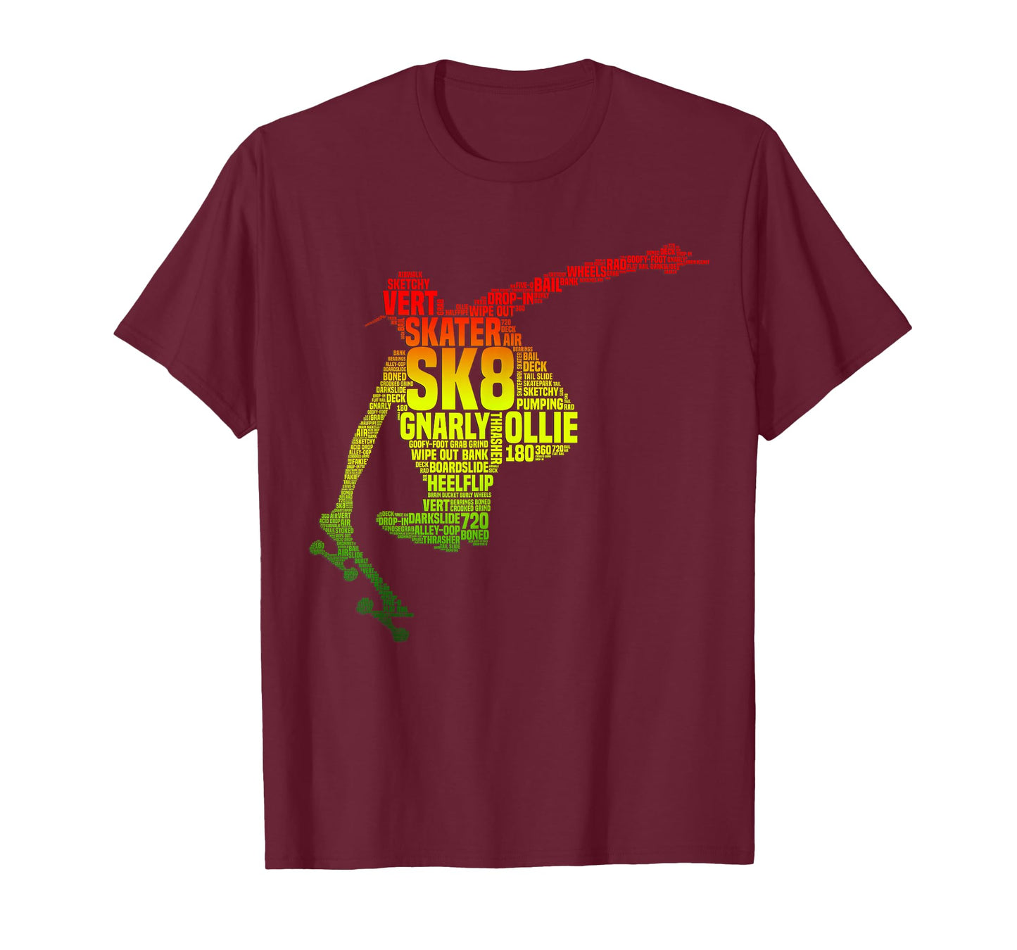 Skateboard Shirts for Boys Skater Slang Retro Skaterboarding T-Shirt