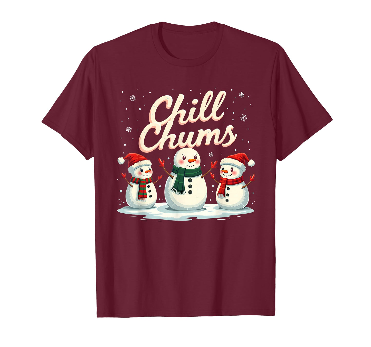 Chill Chums Cute Snowman Friends Design T-Shirt