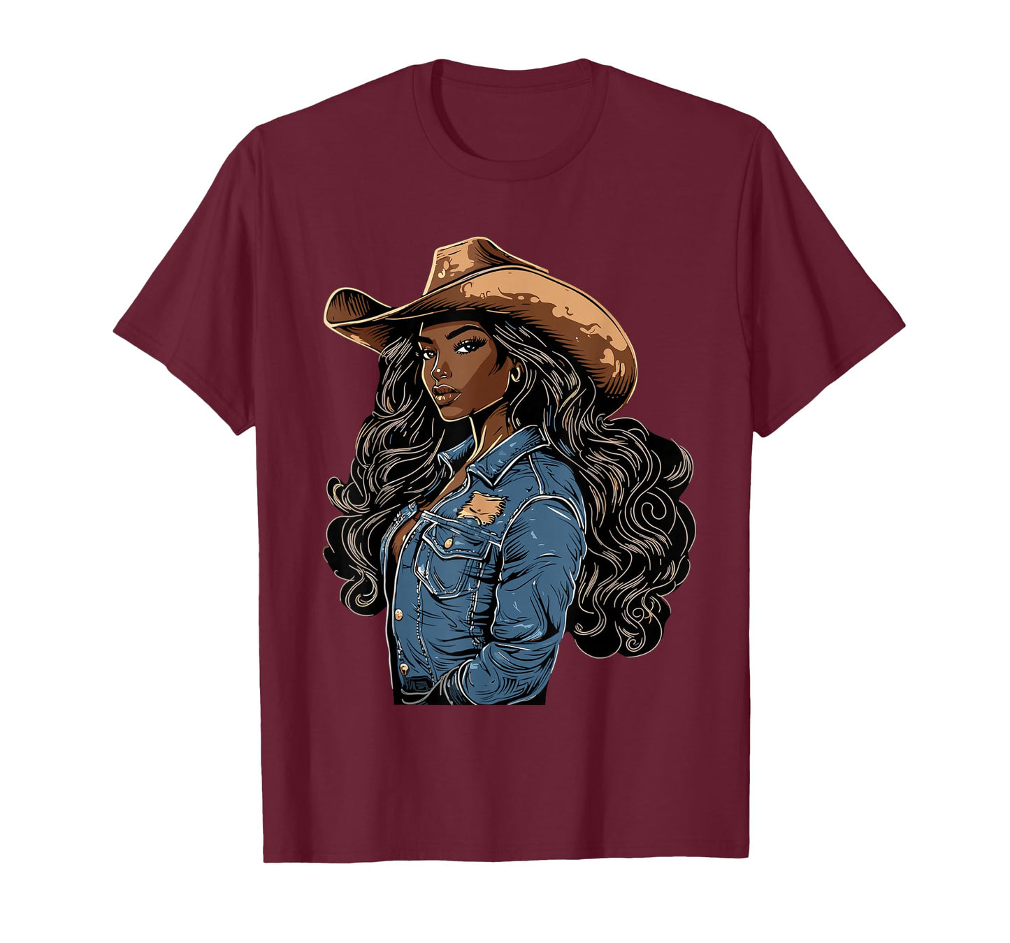 Black African American Cowgirl Western Country Texas Rodeo T-Shirt