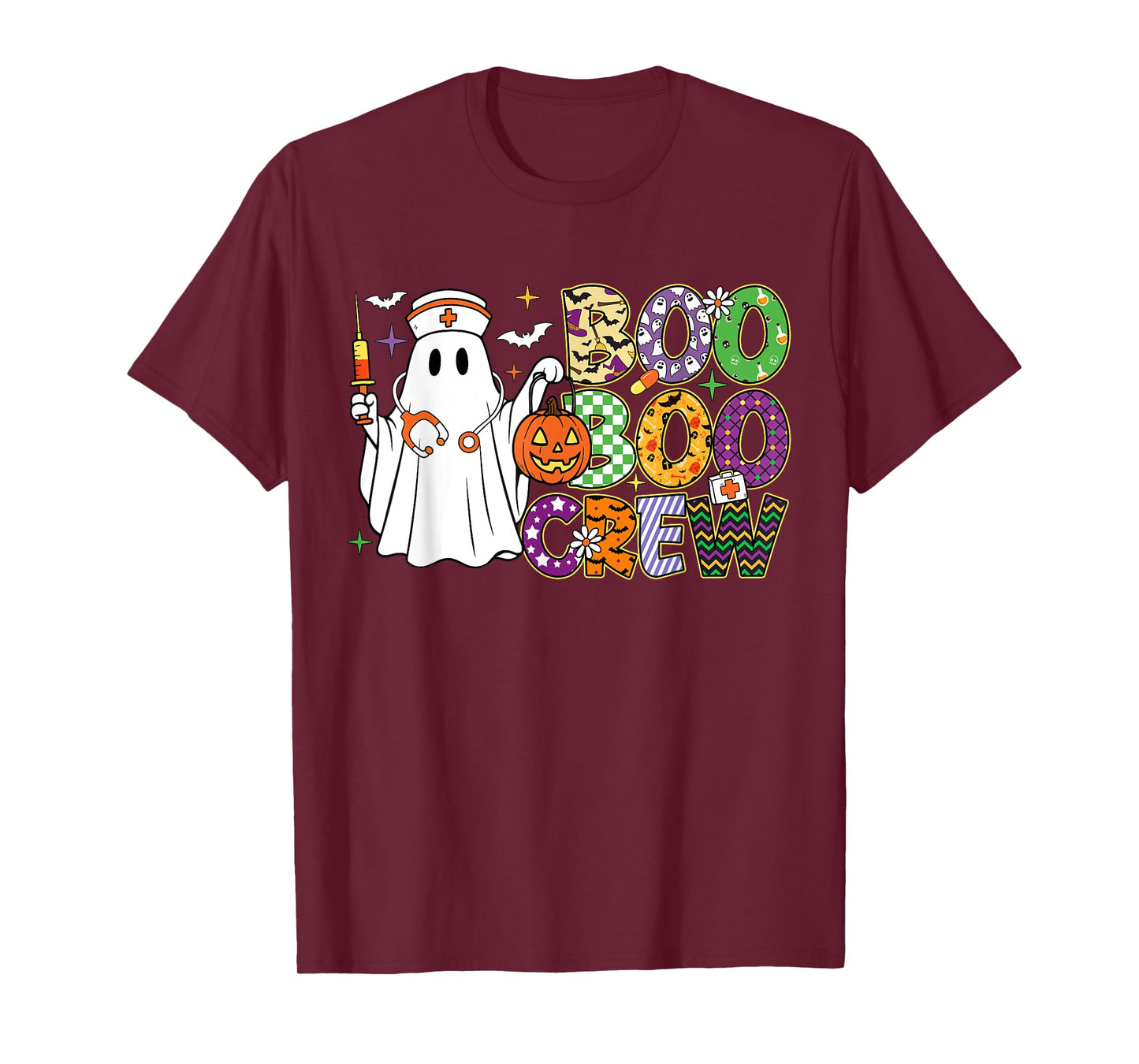 Boo Boo Crew Nurse Funny Ghost Pumkin Halloween Women Girls T-Shirt