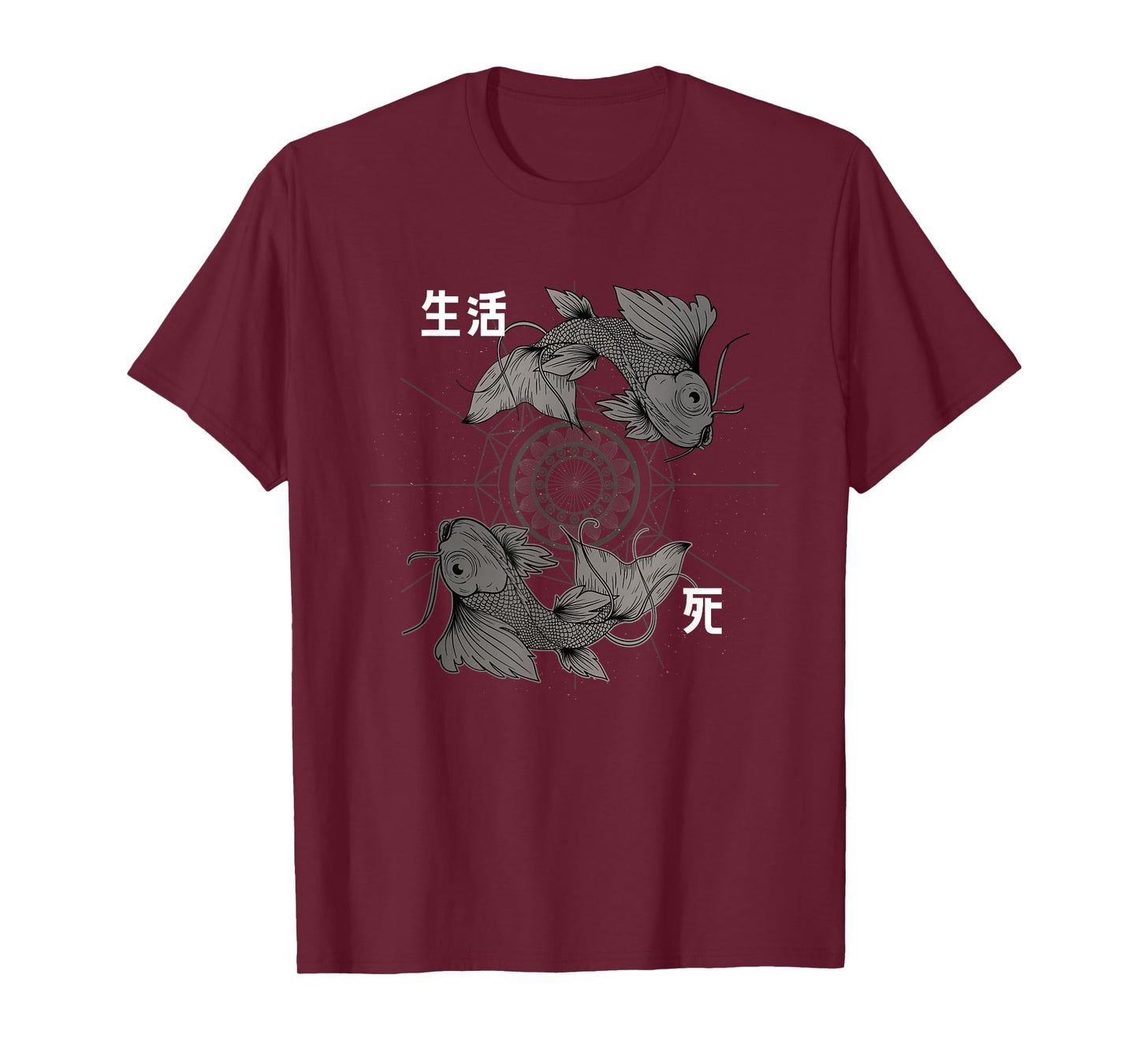 Koi Carp Fish Design Funny Japanese Koi Carp Fish Graphic T-Shirt, Unisex-Adults and Kids, Black, Small, Short Sleeve, Party, Fun, Exercise and Fitness, All Seasons