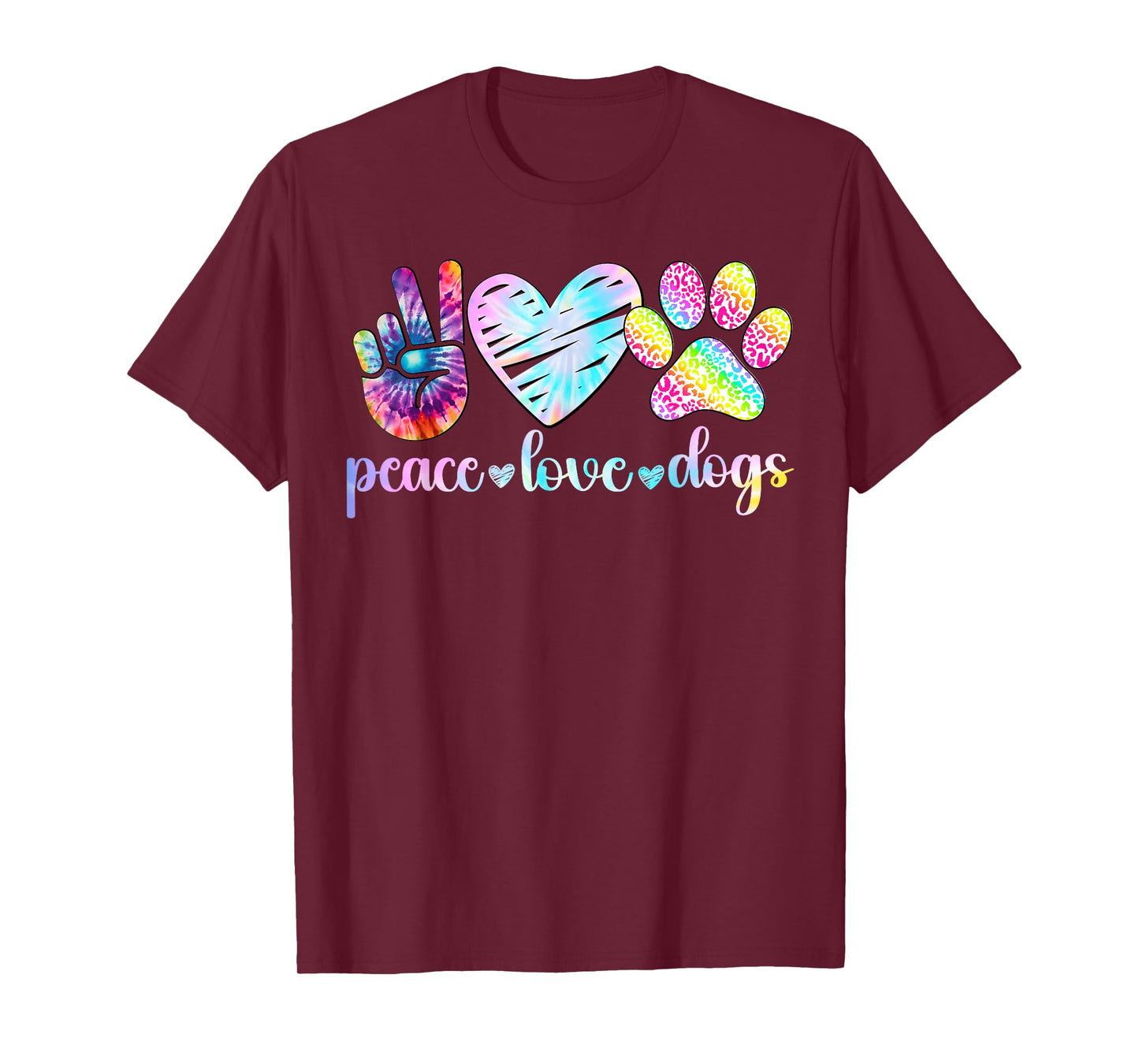 Peace Love Dogs Tie Dye Dog Lover Rescue Puppy T-Shirt