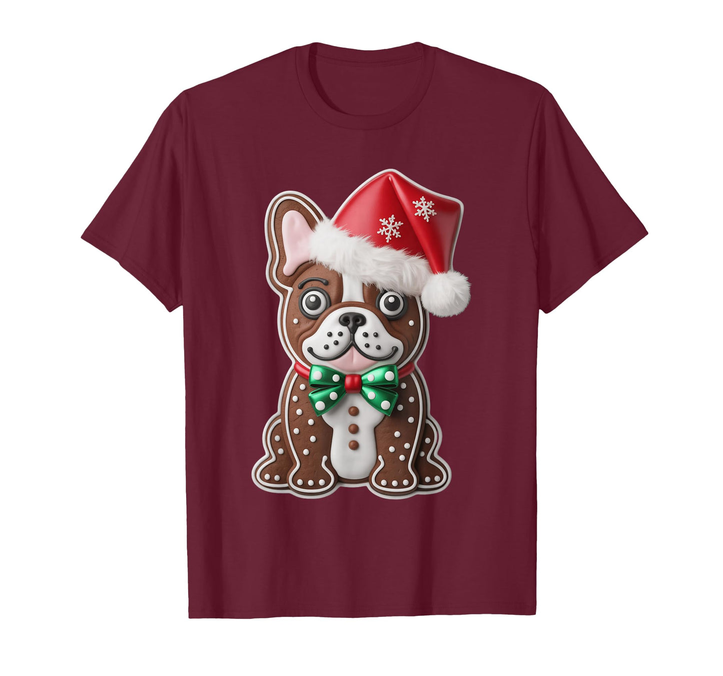 Funny Gingerbread French Bulldog Christmas Womens Mens Kids T-Shirt