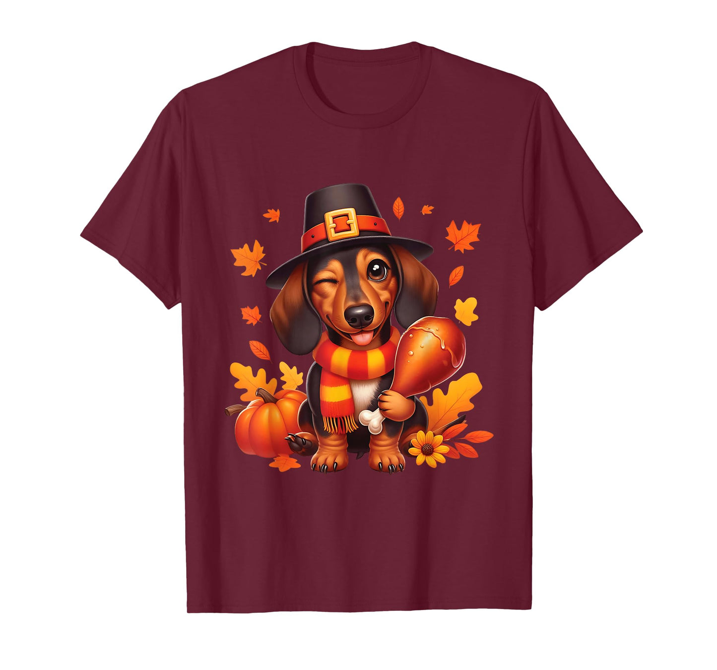 Dachshund Pilgrim Happy Thanksgiving Dog Men Women Girl Boy T-Shirt