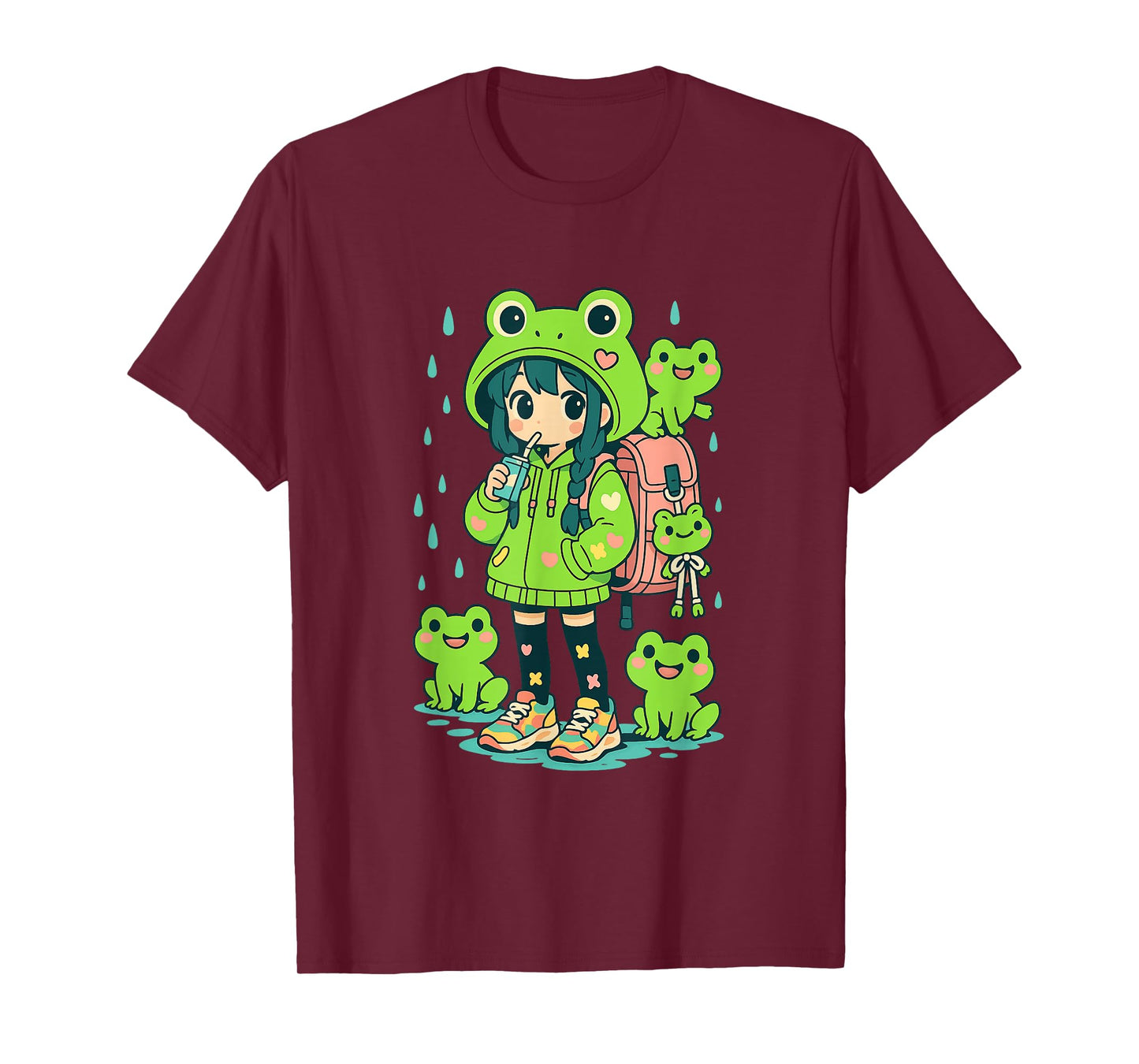 Kawaii Frog Girl | Decora Kei Anime Manga Harajuku Frogcore T-Shirt