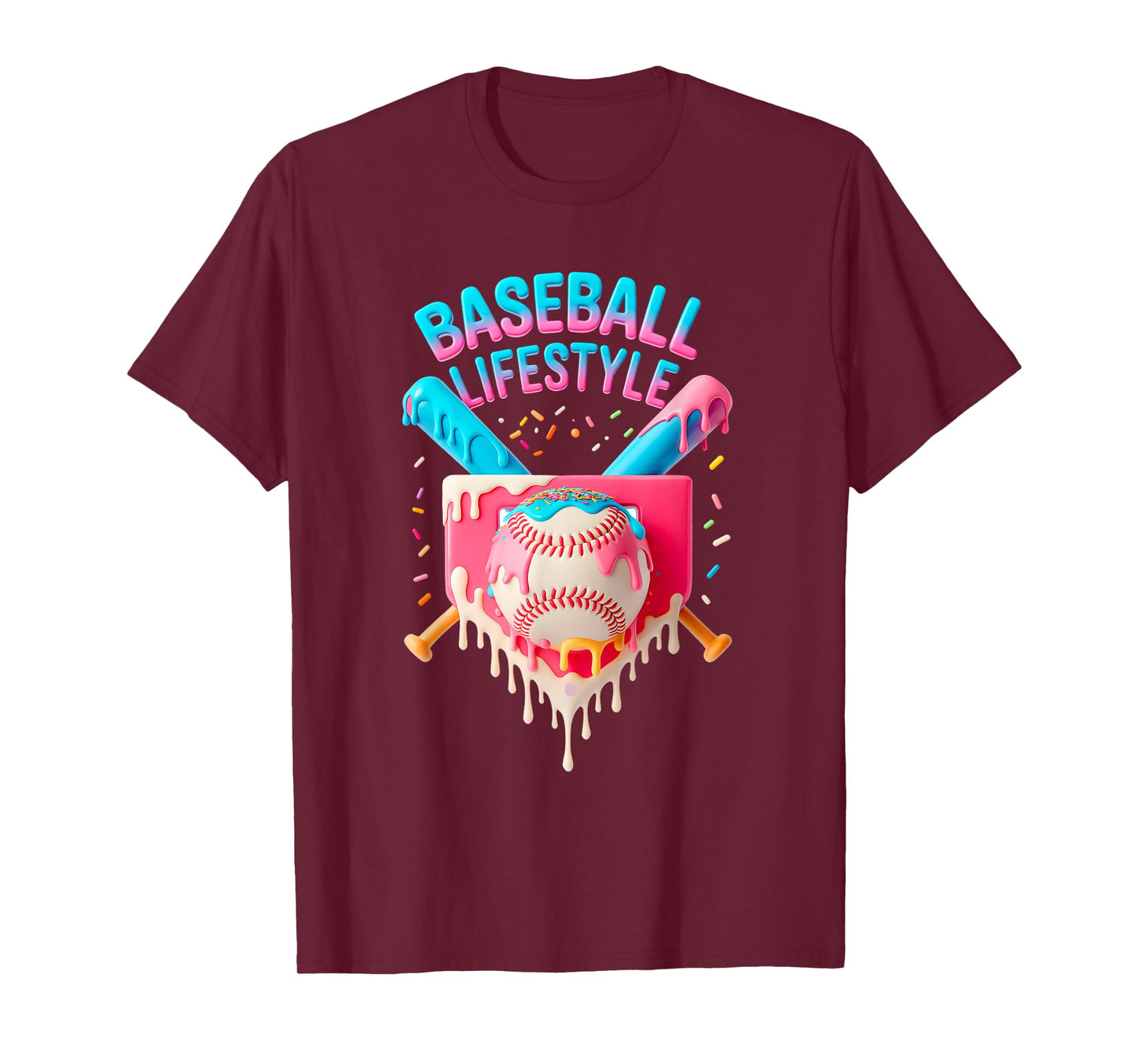 Baseball Lifestyle with Dripping Ice Cream Sprinkles T-Shirt