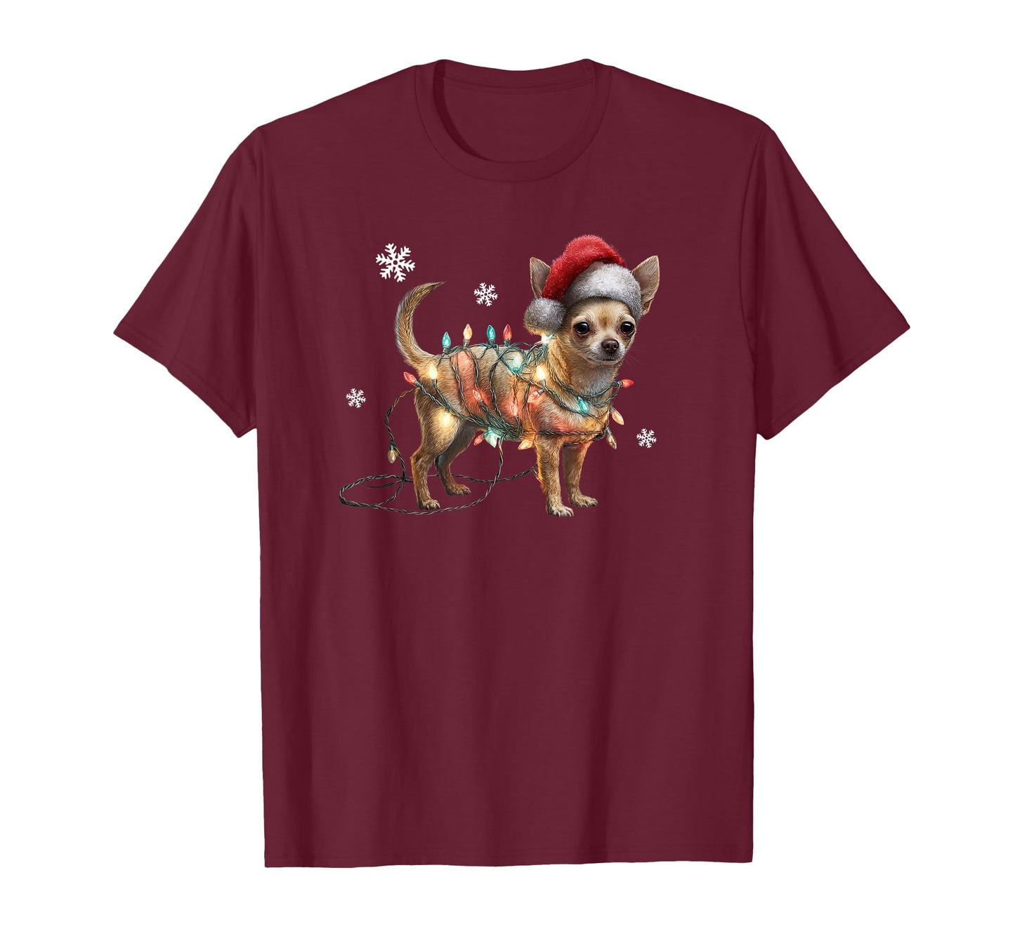 Funny Chihuahua Dog Santa Merry Christmas Lights T-Shirt
