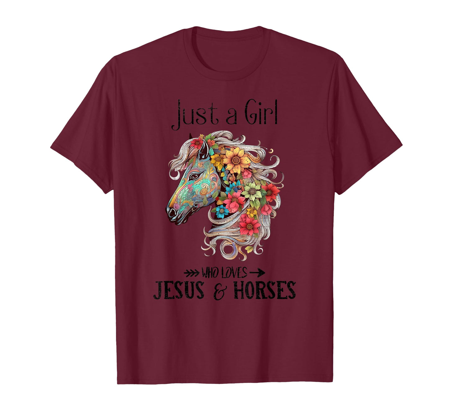 Just A Girl Who Loves Jesus And Horses, Horseback Riding T-Shirt