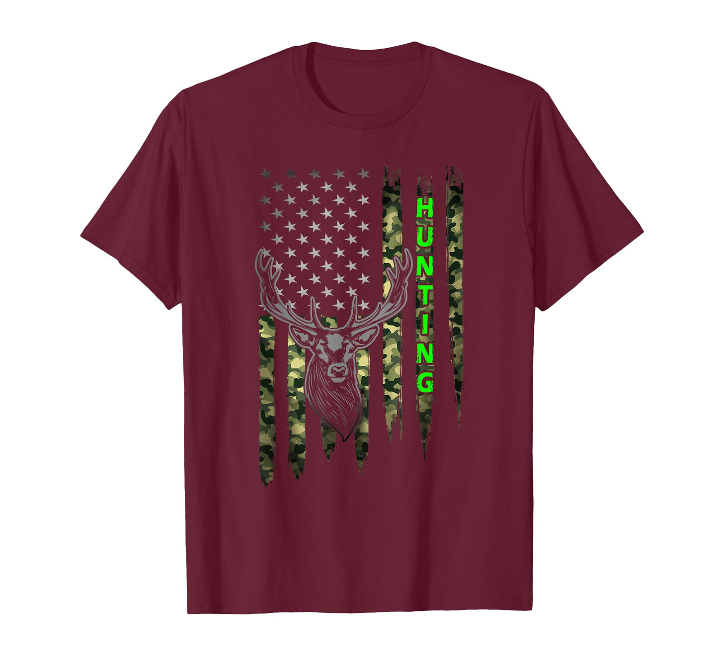 Patriotic Whitetail Buck Deer Hunting American Camouflage T-Shirt