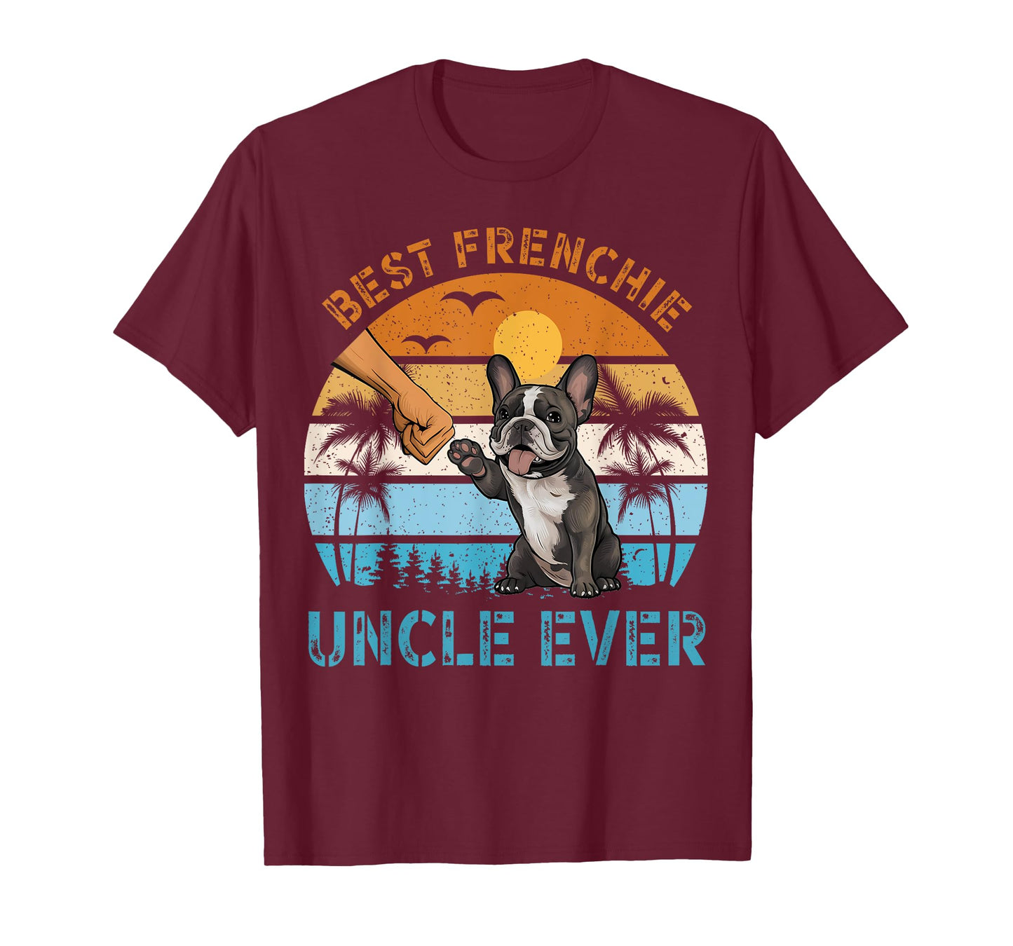 Best Frenchie Uncle Ever Retro Vintage Fist Bump Dog Lover Men Women Kids T-Shirt