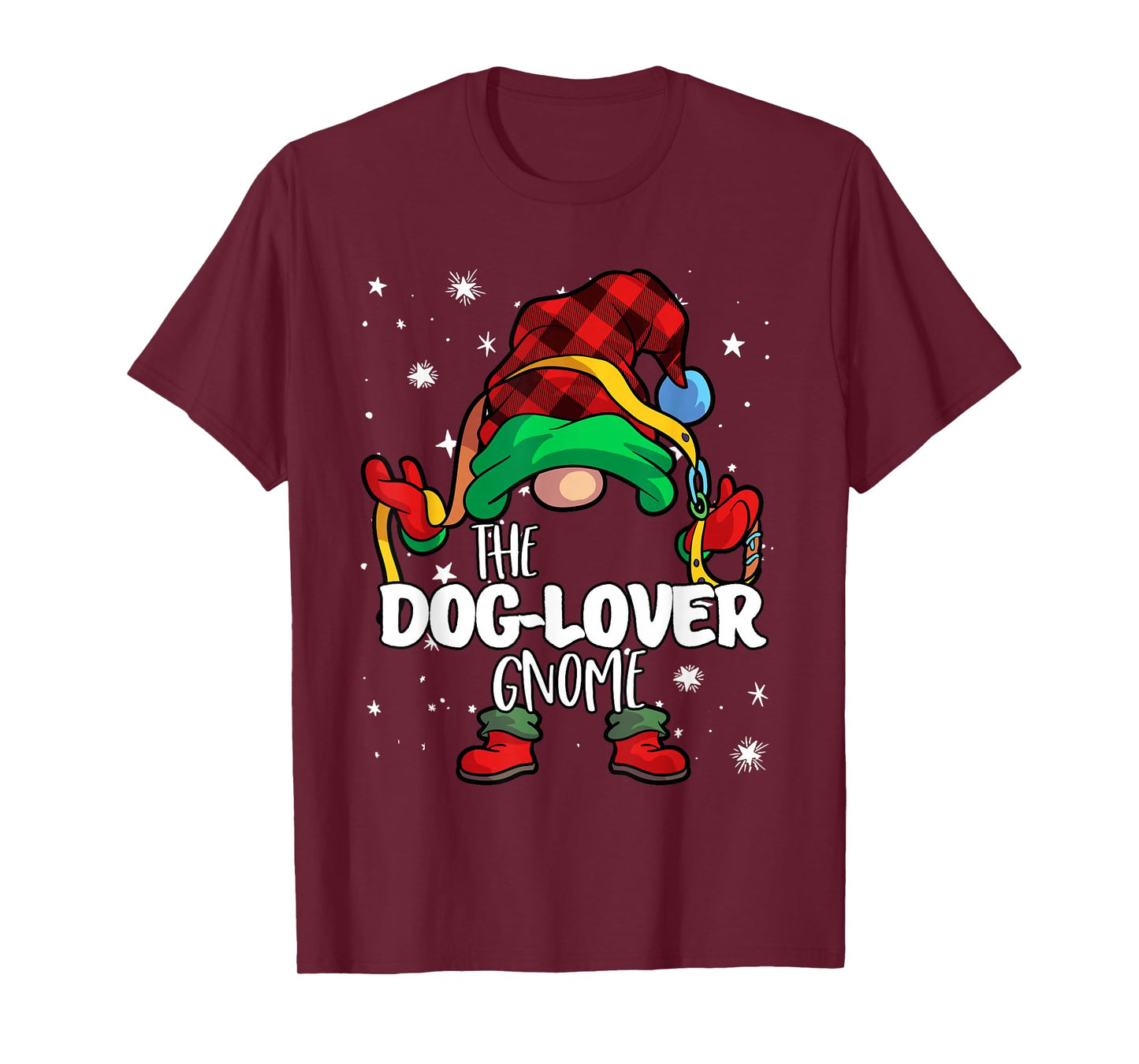 Dog Lover Gnome Red Buffalo Plaid Matching Family Christmas T-Shirt