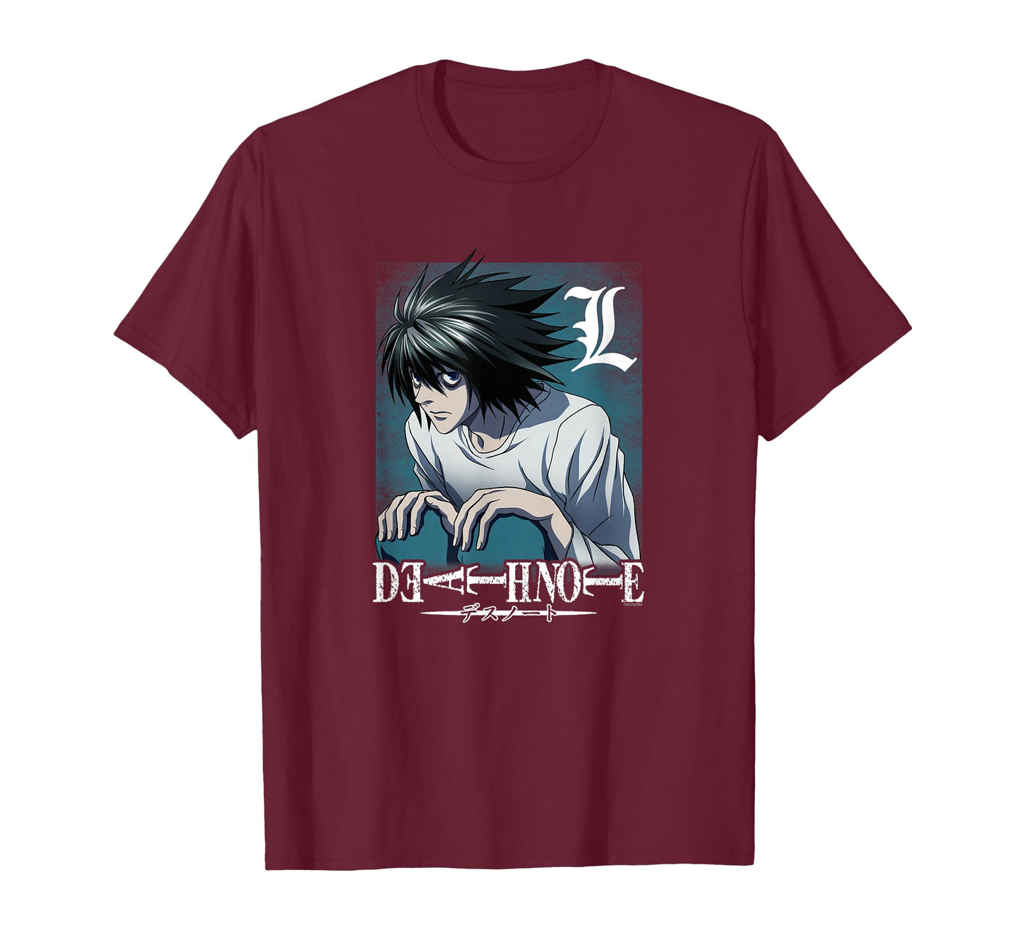 Death Note L Crouching with Logo Anime T-Shirt