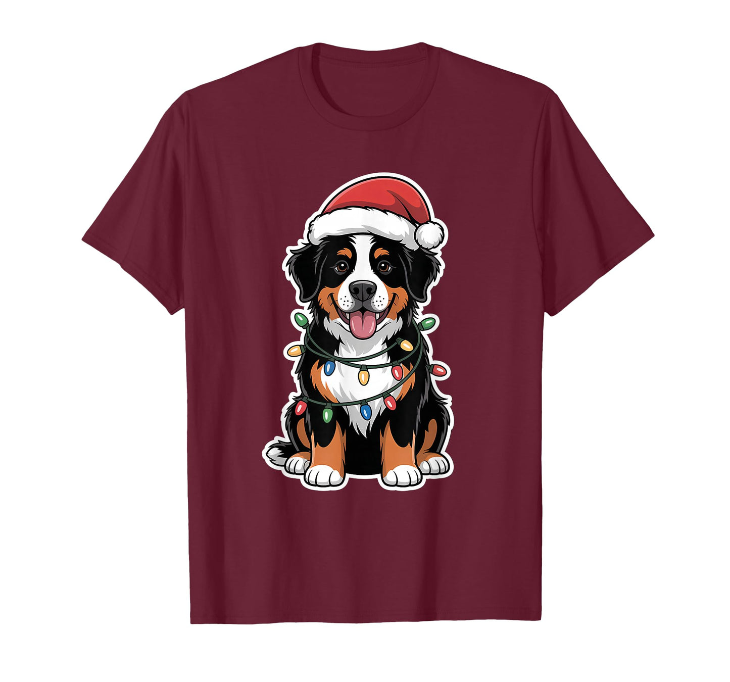 Bernese Mountain Dog Wrapped in Christmas Lights T-Shirt