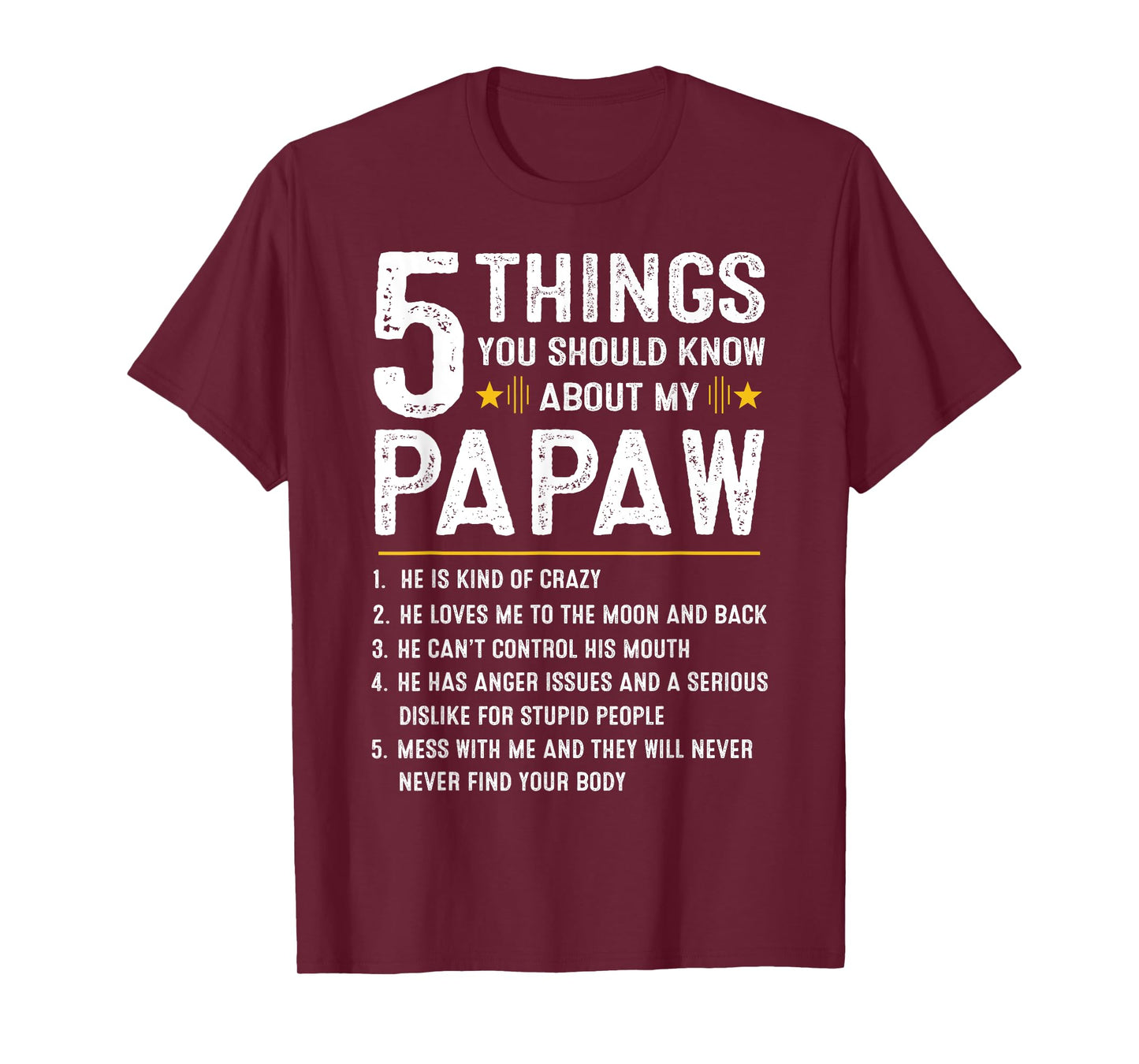 5 Things You Should Know About My Papaw Funny Fathers Day T-Shirt