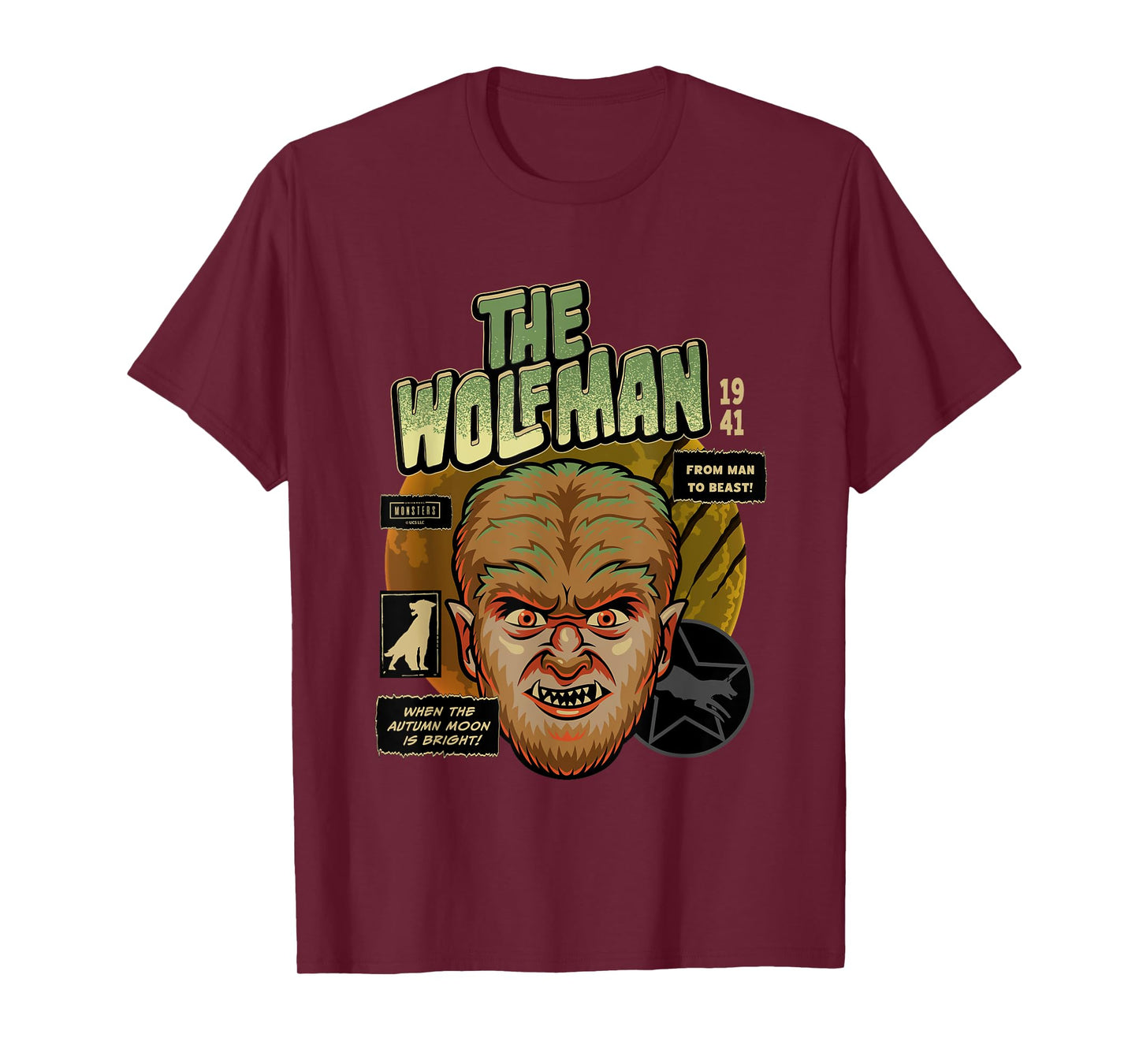 Universal Monsters The Wolf Man Vintage Halloween Mask T-Shirt