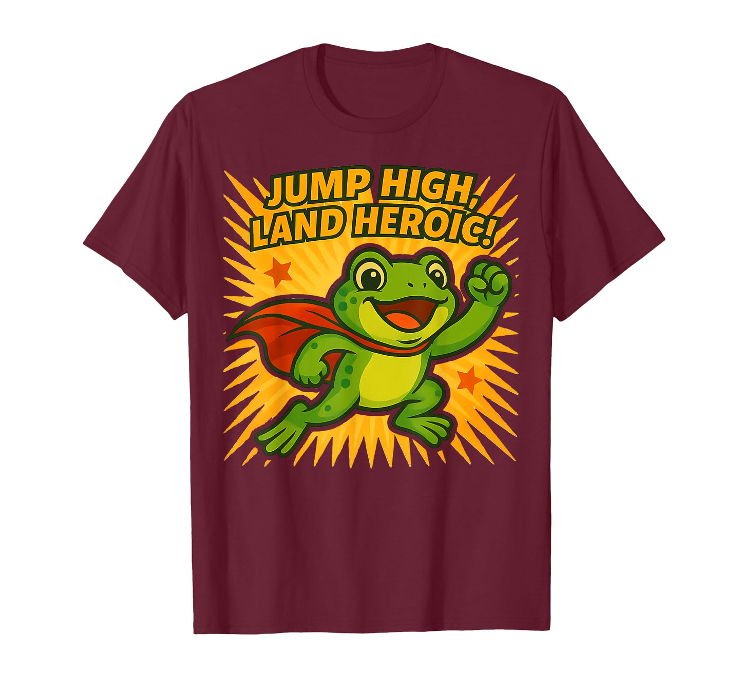 Jump High Land Heroic Frog Superhero T-Shirt