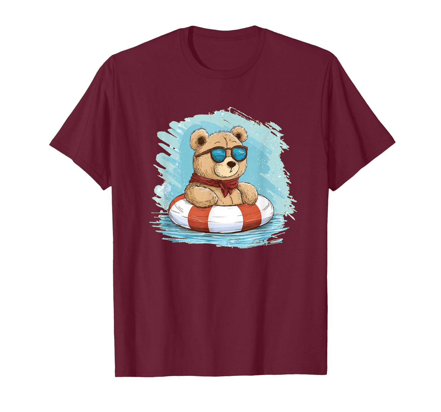 Cute Teddy Bear with Bold Shades and Pool Ring Costume T-Shirt