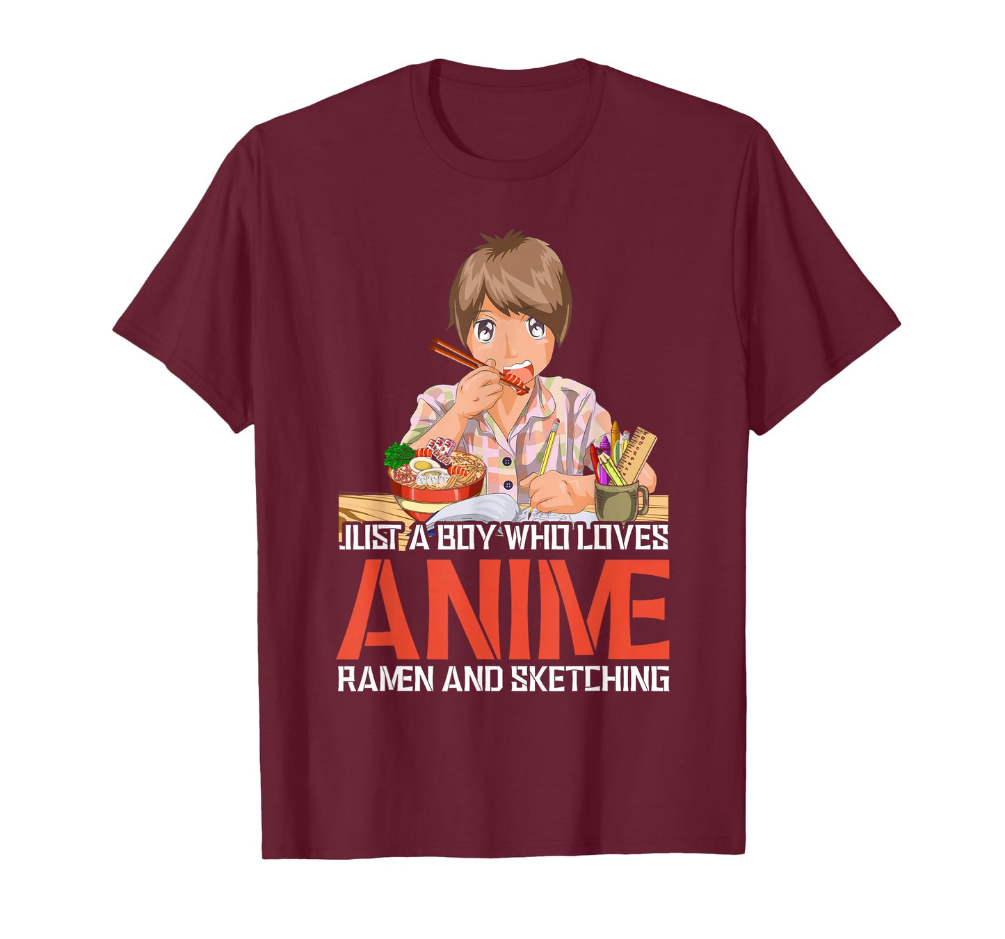 Japanese Otaku Manga Drawing Ramen Gift Anime Boy T-Shirt