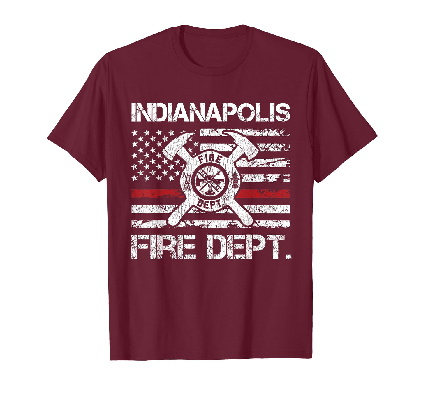 Indianapolis Indiana Fire Department Thin Red Line Fireman T-Shirt