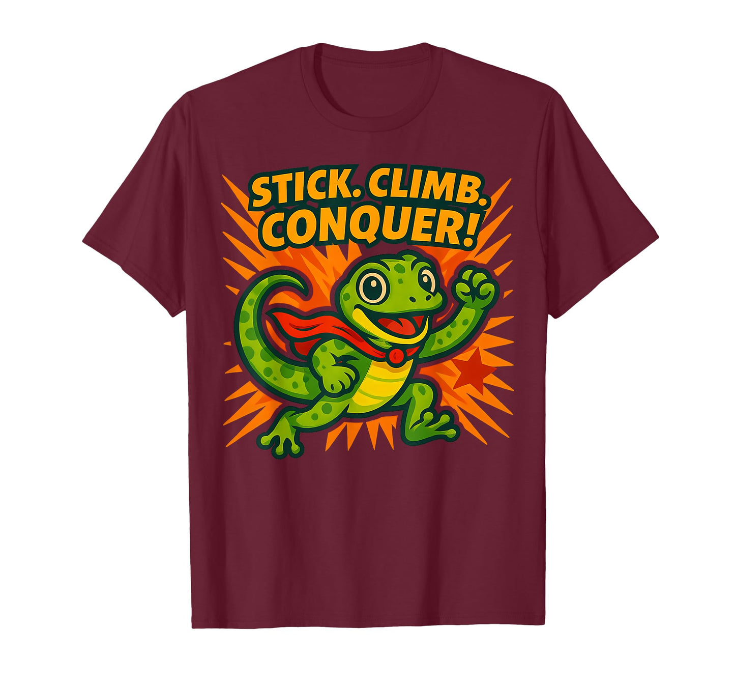 Stick Climb Conquer Gecko Superhero T-Shirt