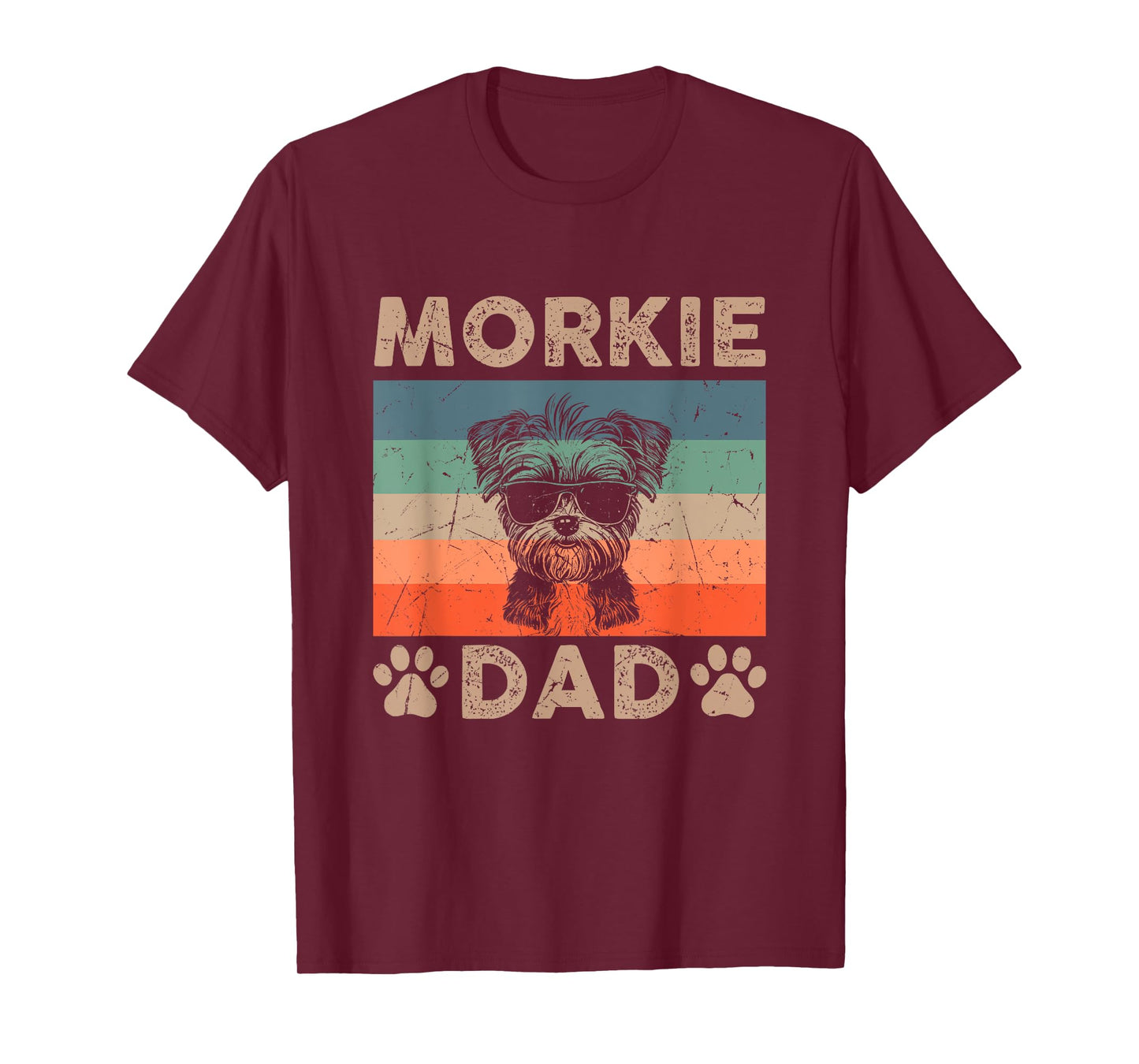 Vintage Morkie Dad Gifts Funny Dog Dad Lover Father's Day T-Shirt for Men Women Kids