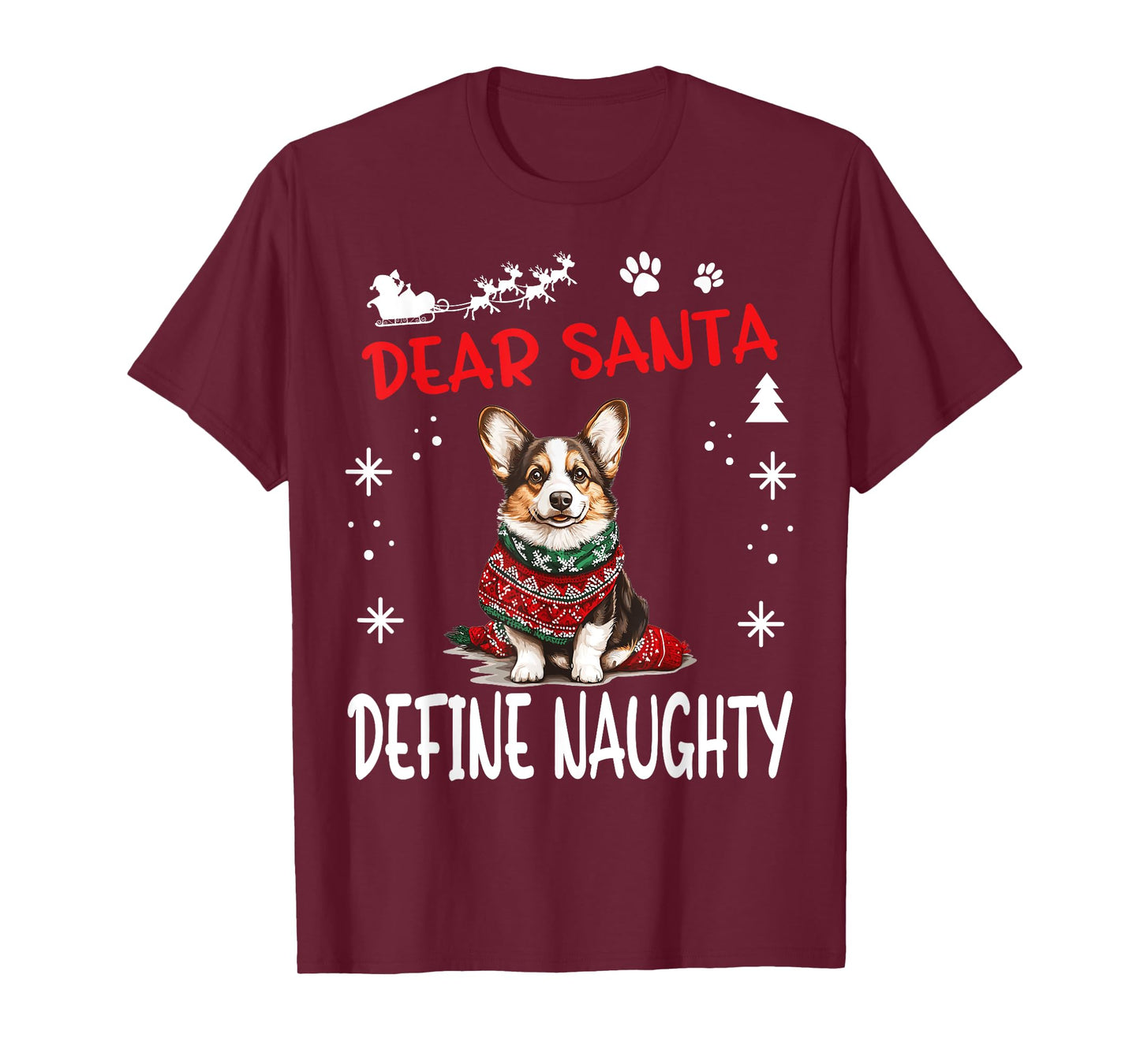 Cute Cardigan Welsh Corgi Dog Christmas Dear Santa Define T-Shirt