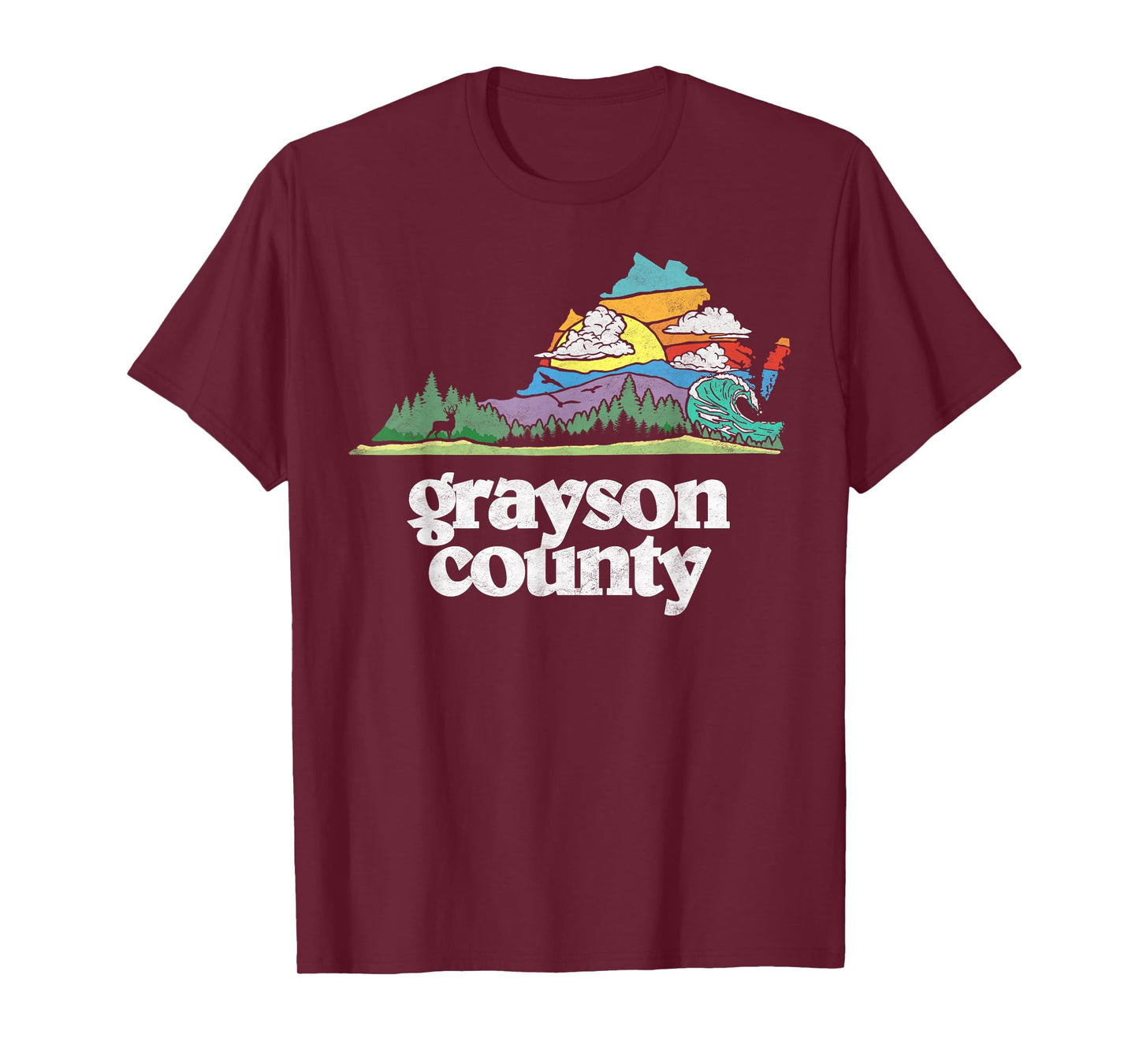 Grayson County Virginia Outdoors & Nature Lover Retro 80s T-Shirt