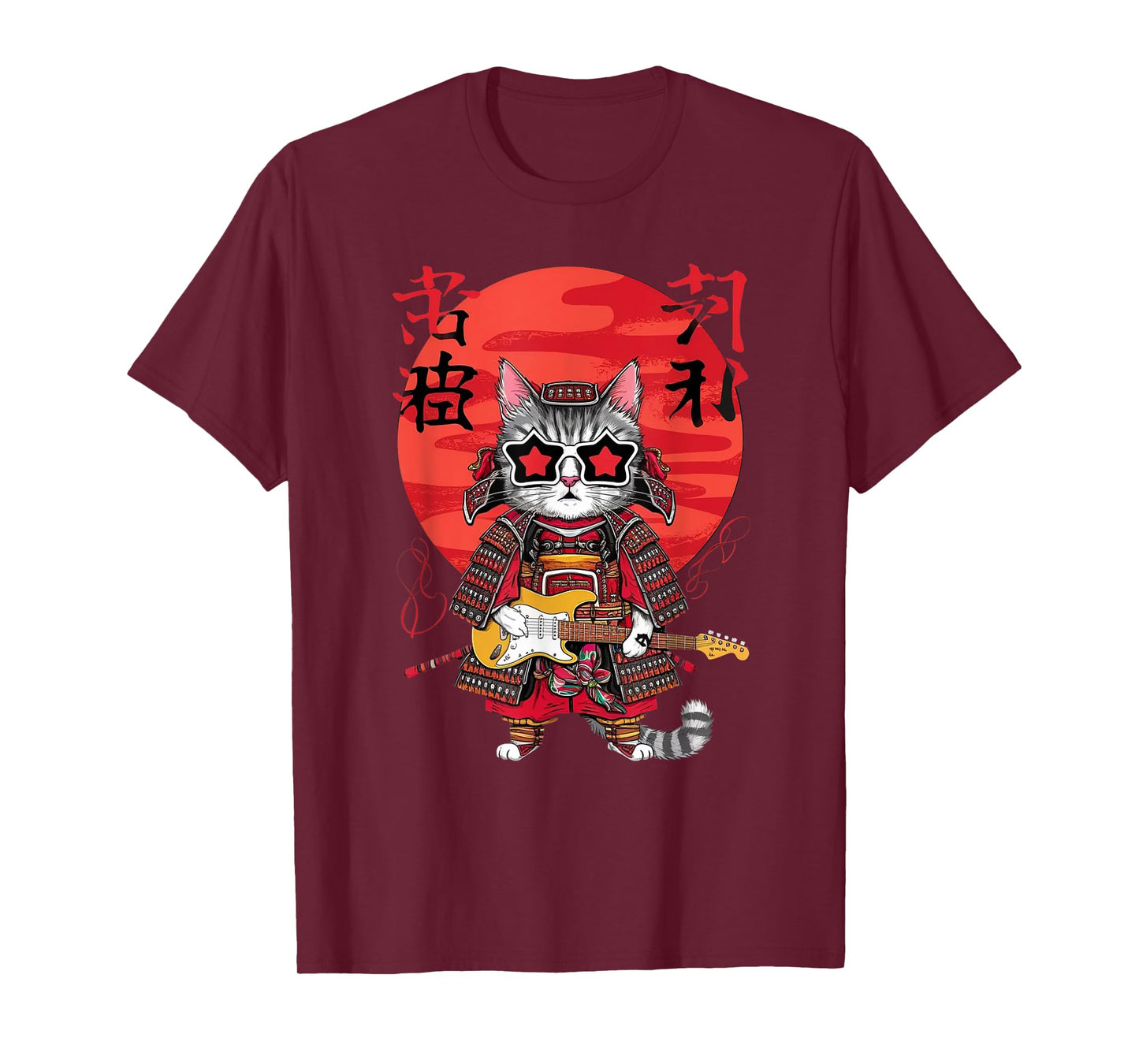 Samurai Cat Guitar Ninja Aesthetic Japanese Katana Tokyo T-Shirt for Men Women Kids