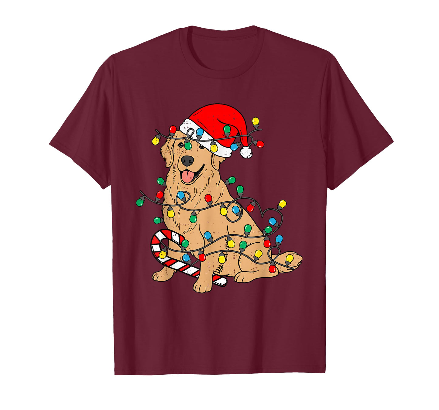 Golden Retriever Dog Christmas Lights Xmas Pet Dog Lover T-Shirt