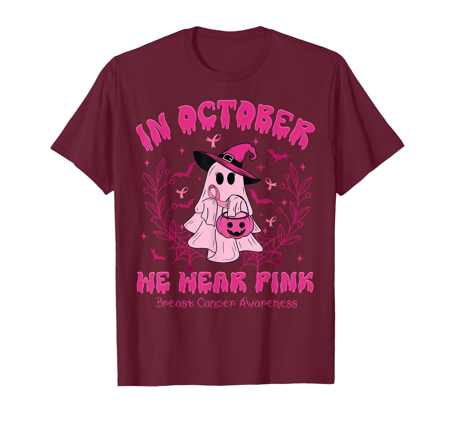 In October We Wear Pink Breast Cancer Awareness Halloween T-Shirt