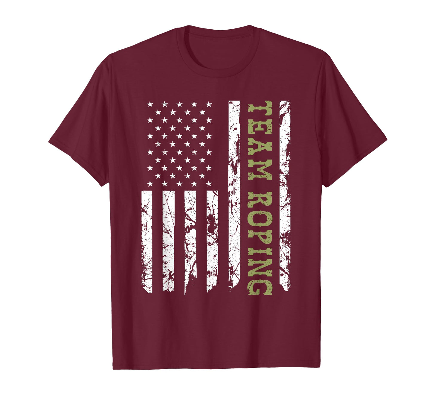Team Roping Rodeo Vintage American Flag, 4th of July Cowboy T-Shirt