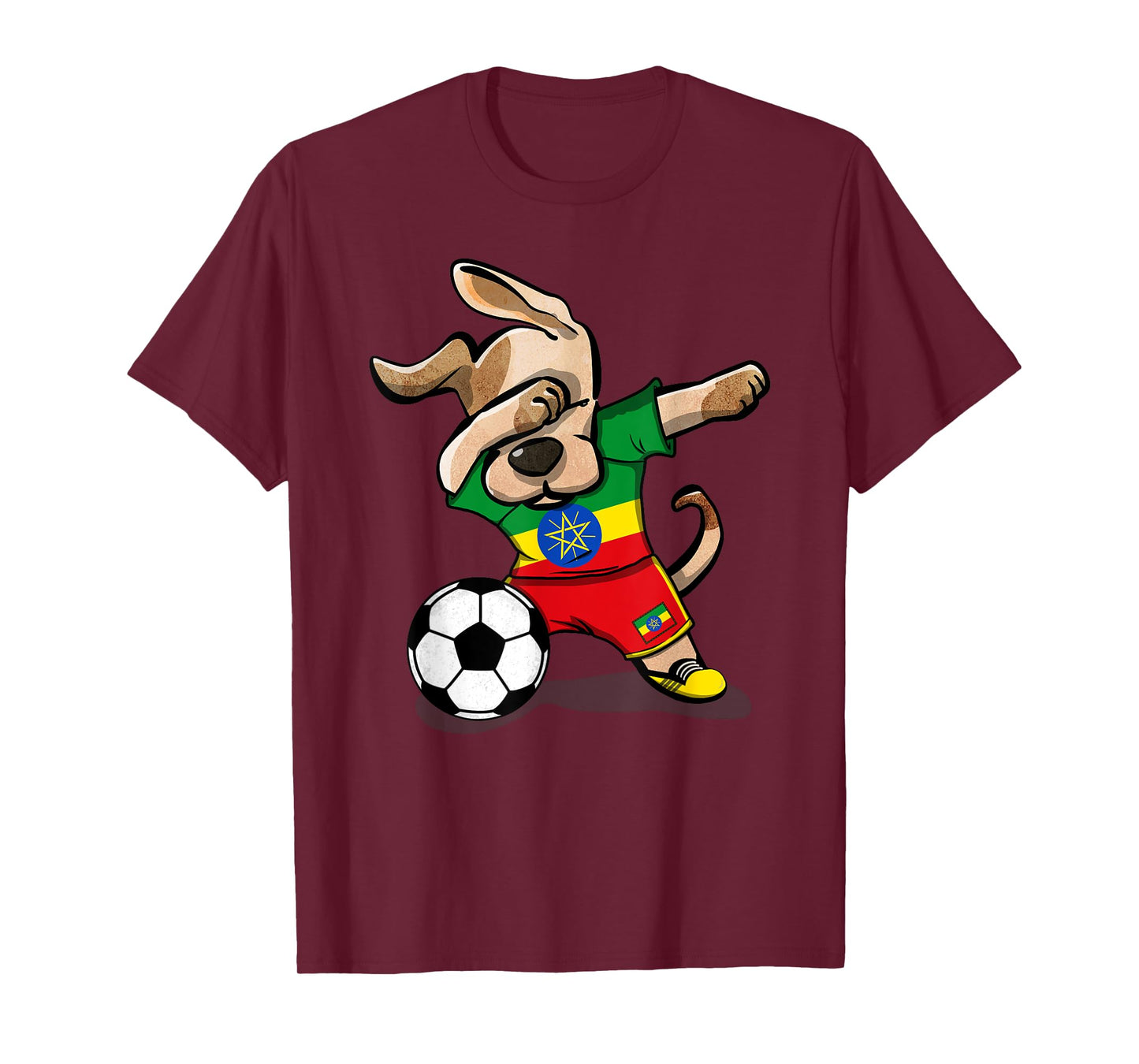 Dabbing Dog Ethiopia Soccer Fans Jersey Ethiopian Football Men Women Girls Kids T-Shirt
