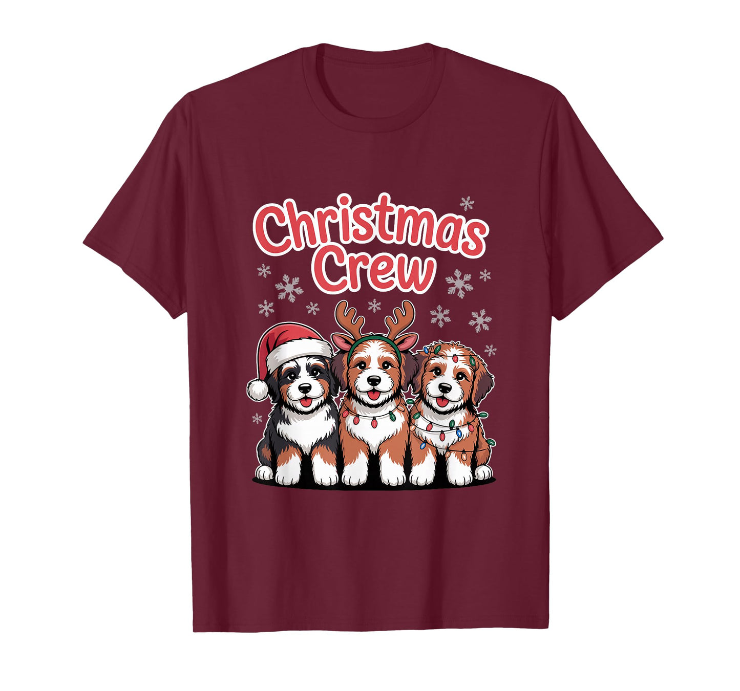 Christmas Crew Xmas Puppy Dog Funny Christmas Bernedoodle T-Shirt