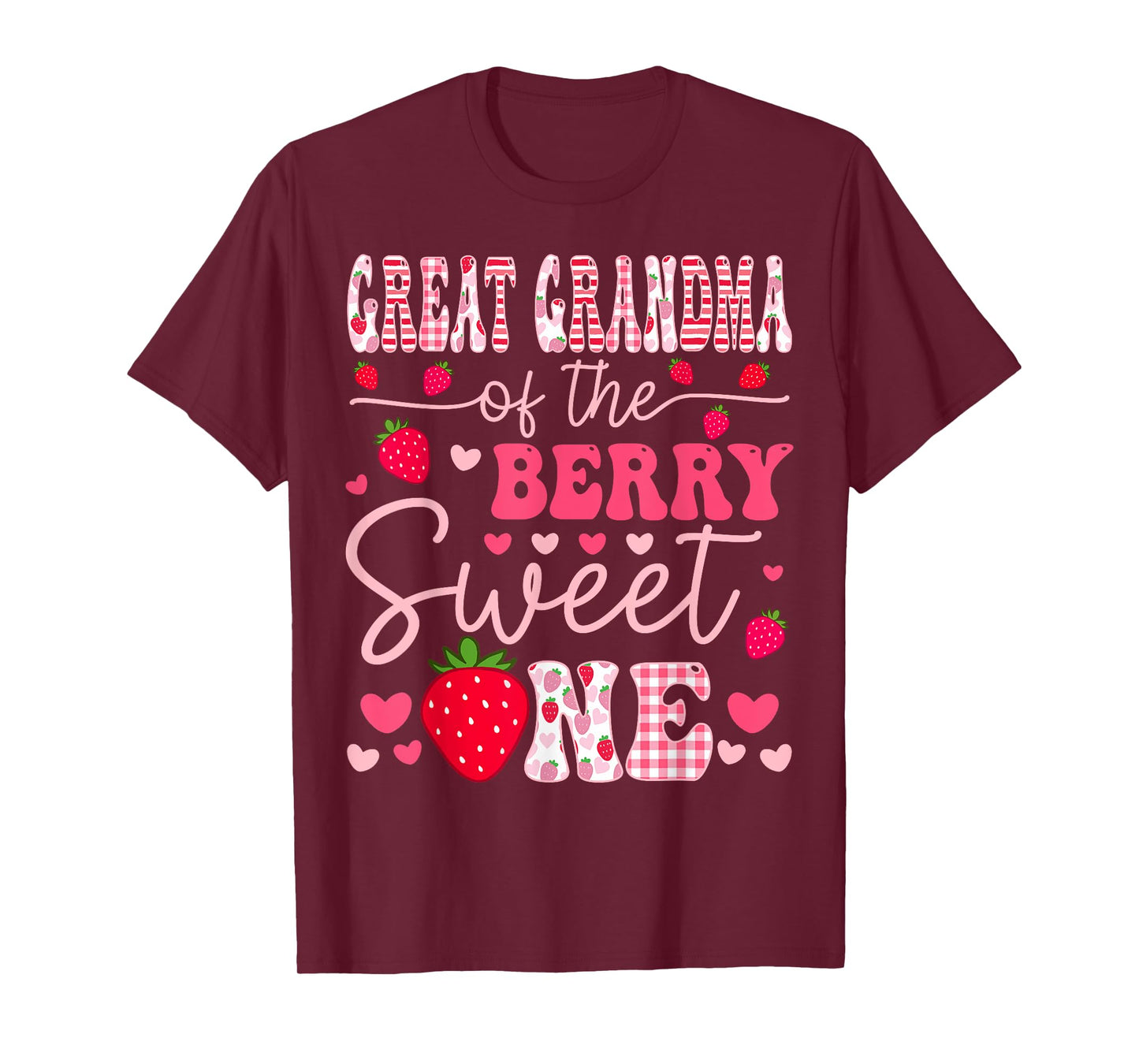 Great Grandma Of The Berry Sweet One Strawberry Groovy T-Shirt