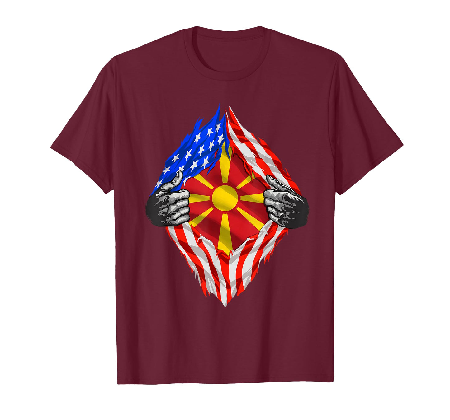 Macedonian Clothing Half America Macedonia Flag Roots T-Shirt