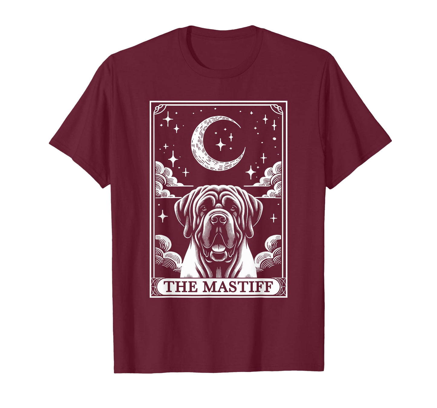 Tarot Card Vintage Crescent Moon English Mastiff Dog Mom T-Shirt
