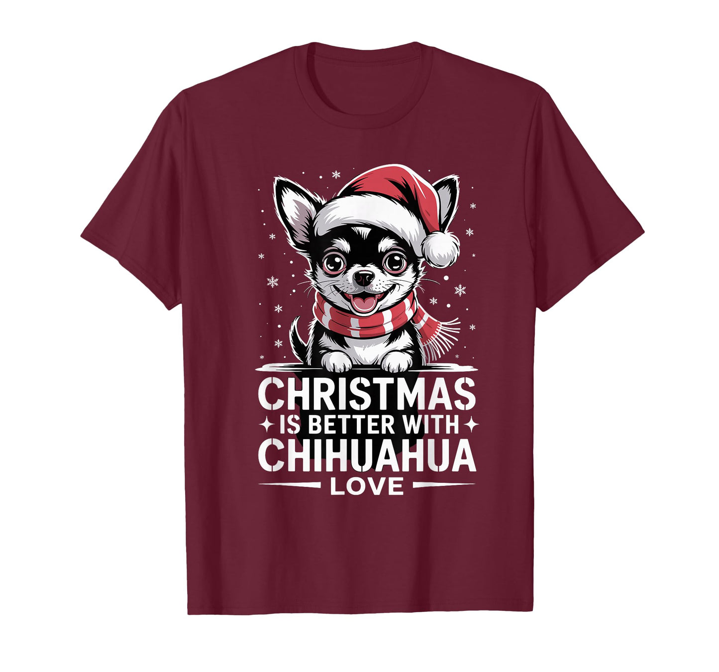 Funny Cute Xmas Christmas is Better with Chihuahua Love T-Shirt