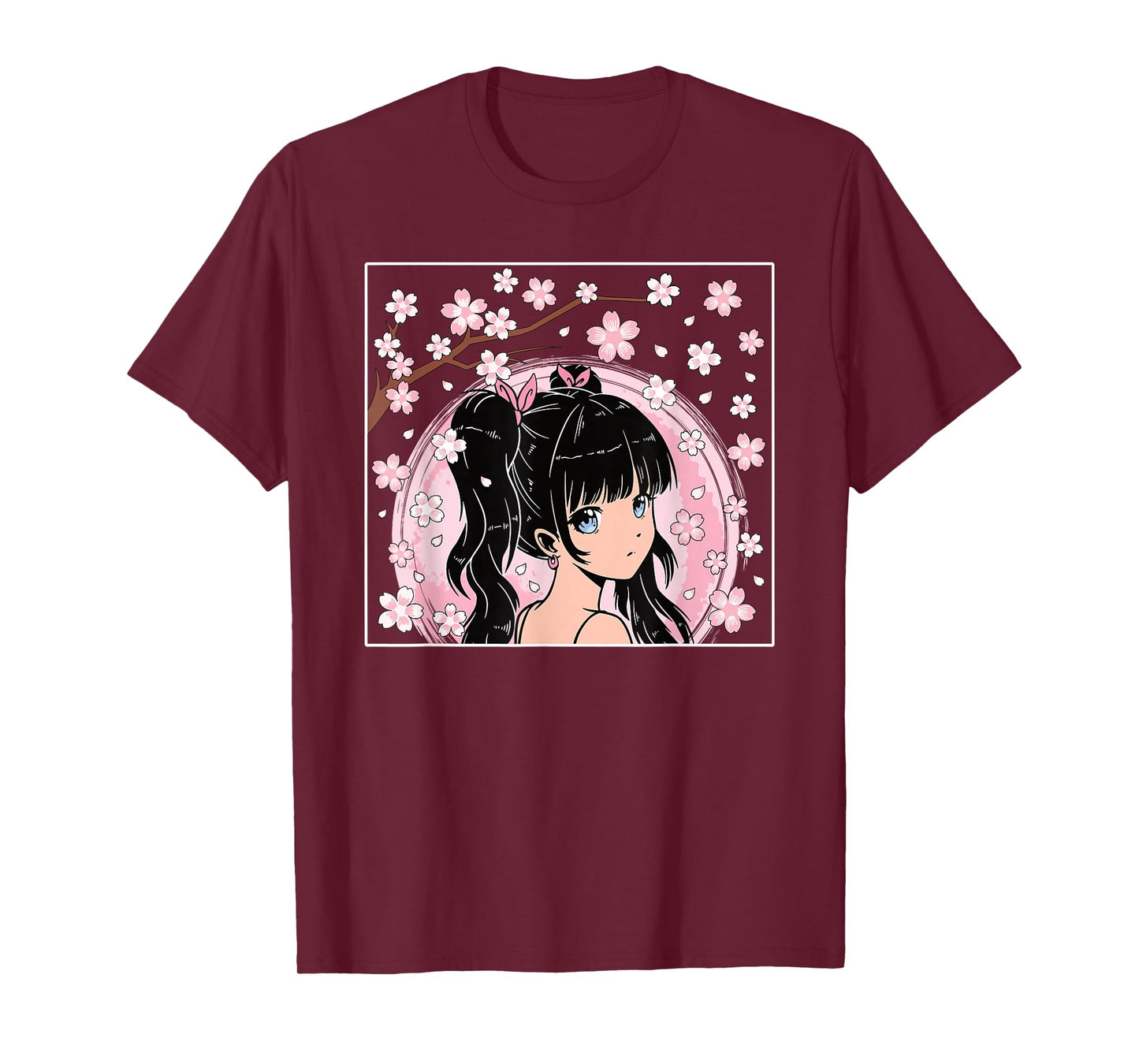 Japanese Anime Girl Manga Otaku Cherry Blossom Women Girls T-Shirt