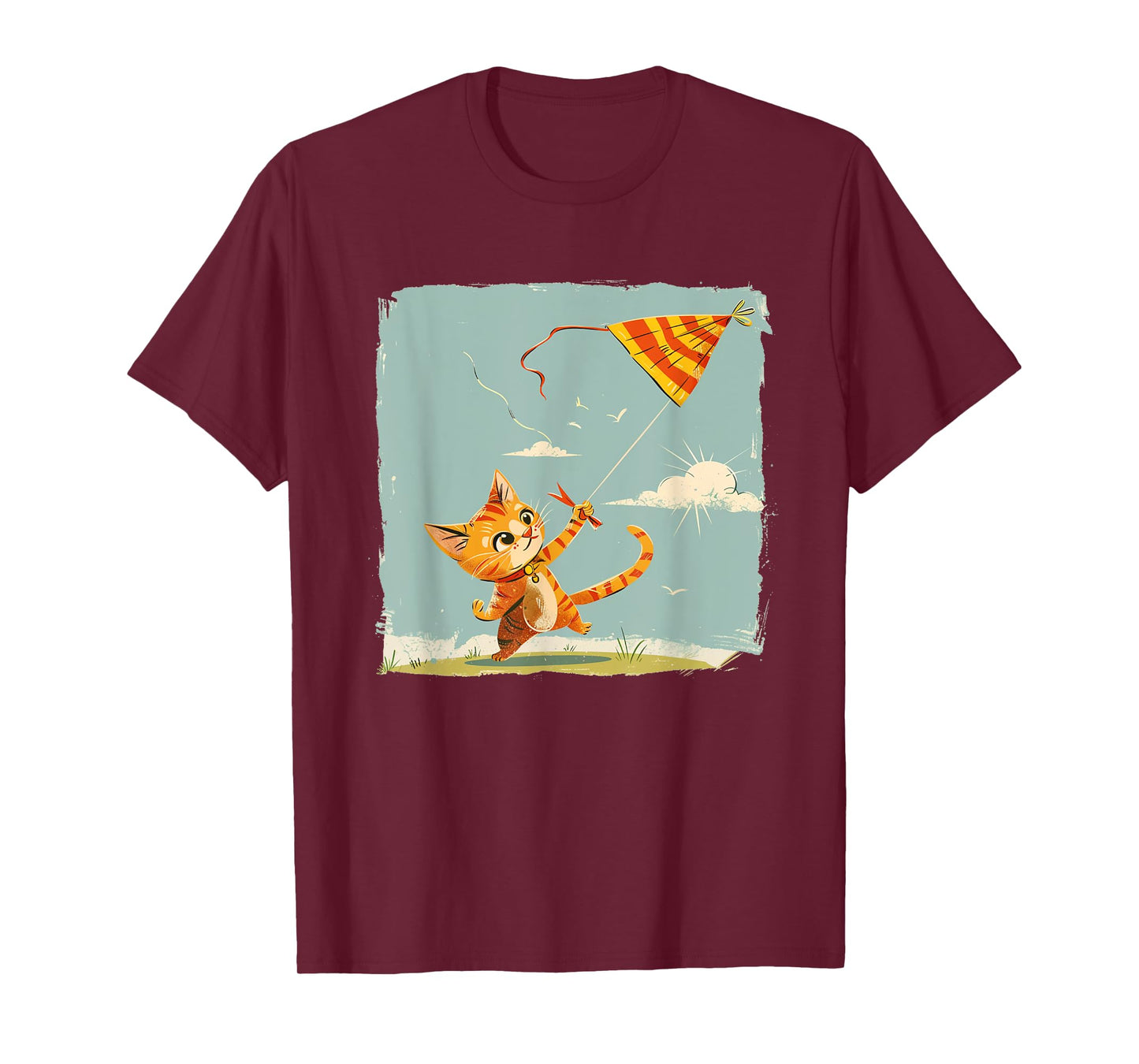 Joyful Cat Flies Kites Statement for a Fun Sky T-Shirt